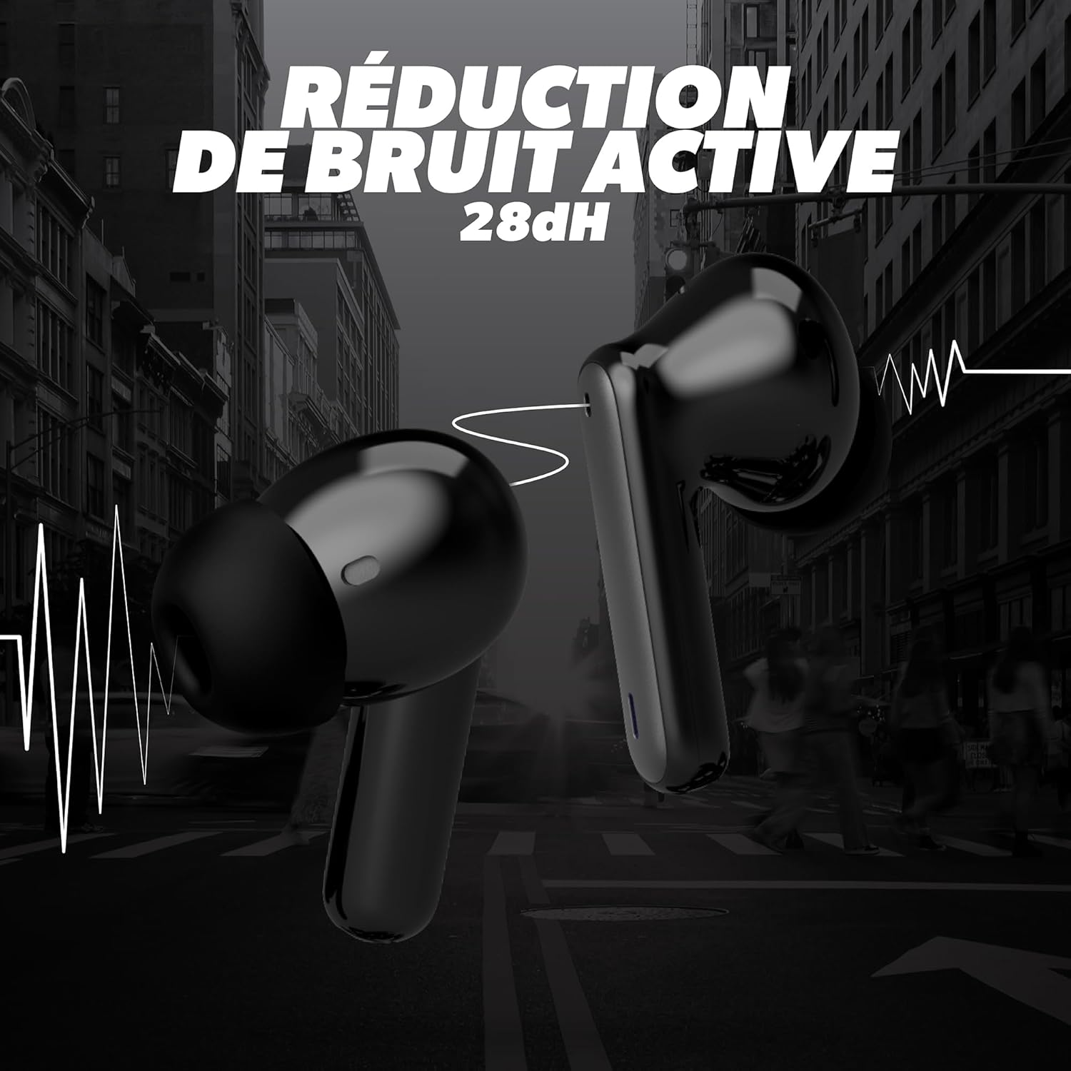 T'Nb - T'Nb Wireless Bluetooth Headphones Noise Cancelling Active Design with Touch Control and Charging Box Color - Grey image number 6