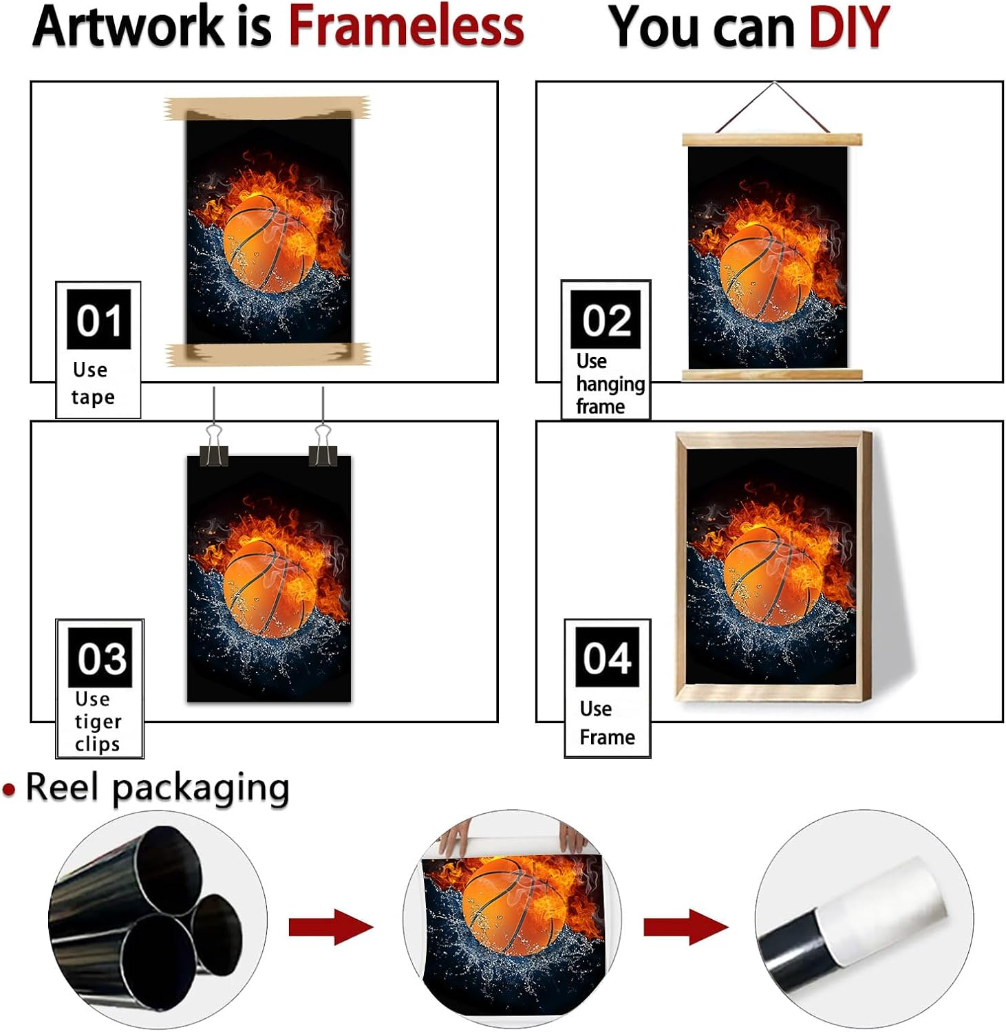 Canvas Wall Art - Basketball Sport Art, Motivational Poster Set of 3, 12X16 Inch Unframed for Boys Room, Gym, Teenage Boy Room Decor Gift image number 2