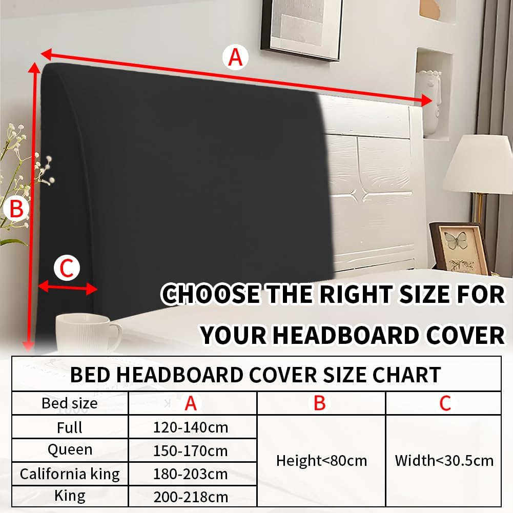 Bed Headboard Protective Cover, Dustproof Protective Cover for Padded Bedroom Headboard, Velvet Fabric (150-170 Cm (Queen), Black) image number 4