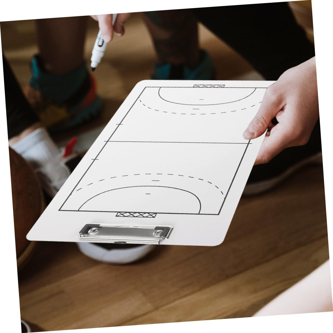 Double-Sided Dry Erase Coaches Clipboard, 1Pc Handball Coach Marker White Board,Dry Erase Clipboard Handball Board for Match Markers image number 2