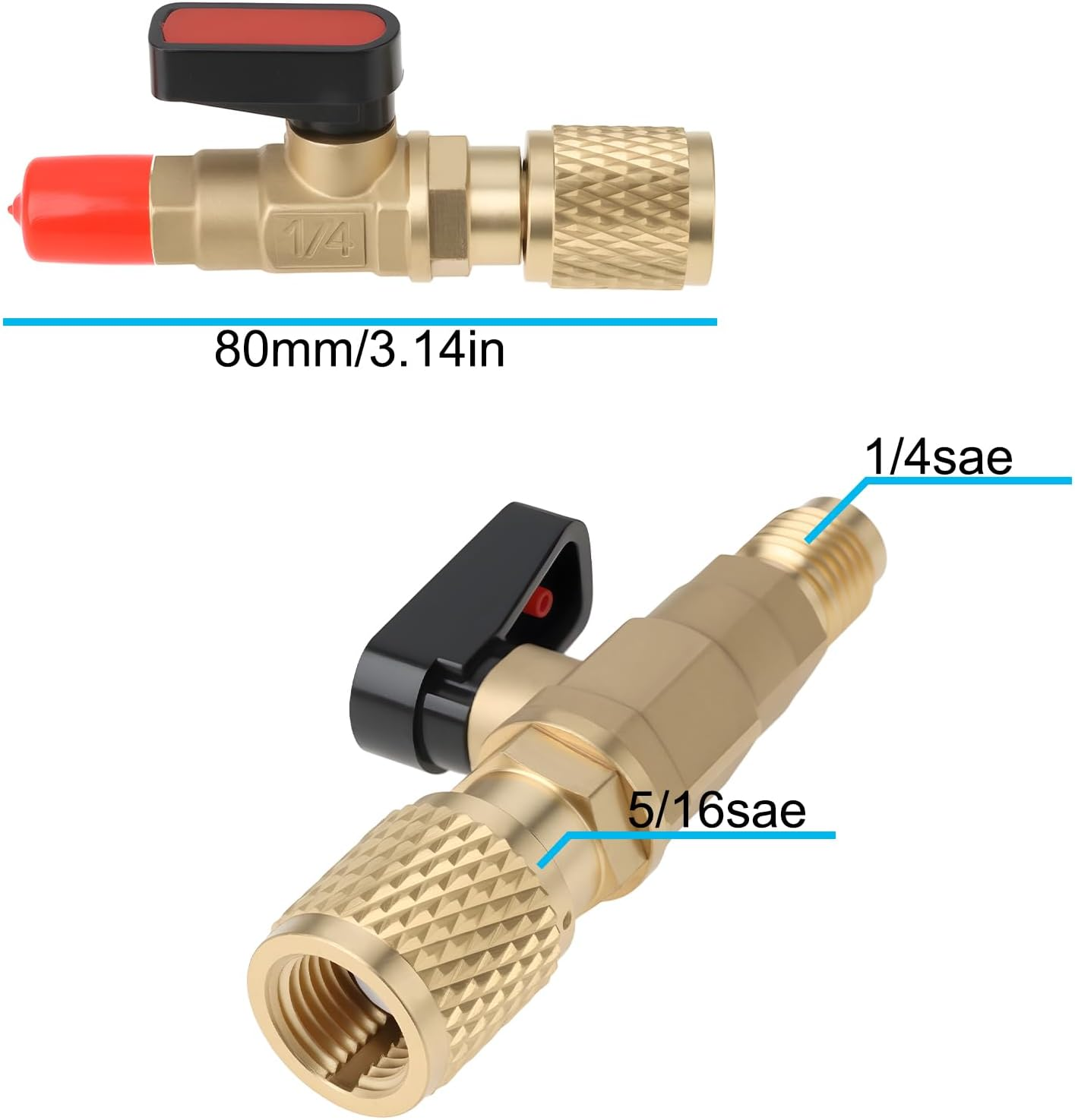 SING F LTD 1X Refrigerant Safety Valve 1/4 Acme F to 5/16 SAE M Right-Hand Thread for R32 Air Conditioning Refrigeration image number 2