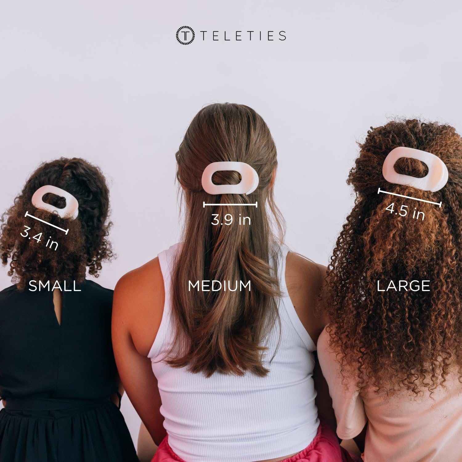TELETIES - Small Flat round Clip - Strong Grip, Bendable Teeth, Comfortable Curved Design - for Lying Down, Yoga, Driving & More - Ideal for Thin-Medium Hair - for All Hair Textures - Tortoise