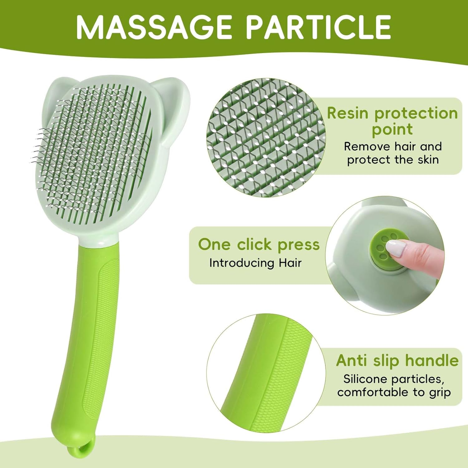 Pet Dog Brush, Cat Brush, Dog Brush, Cat Brush for Long Hair and Short Hair, Clean Pet Hair from the Brush with One Button, Prevents Tangles image number 1