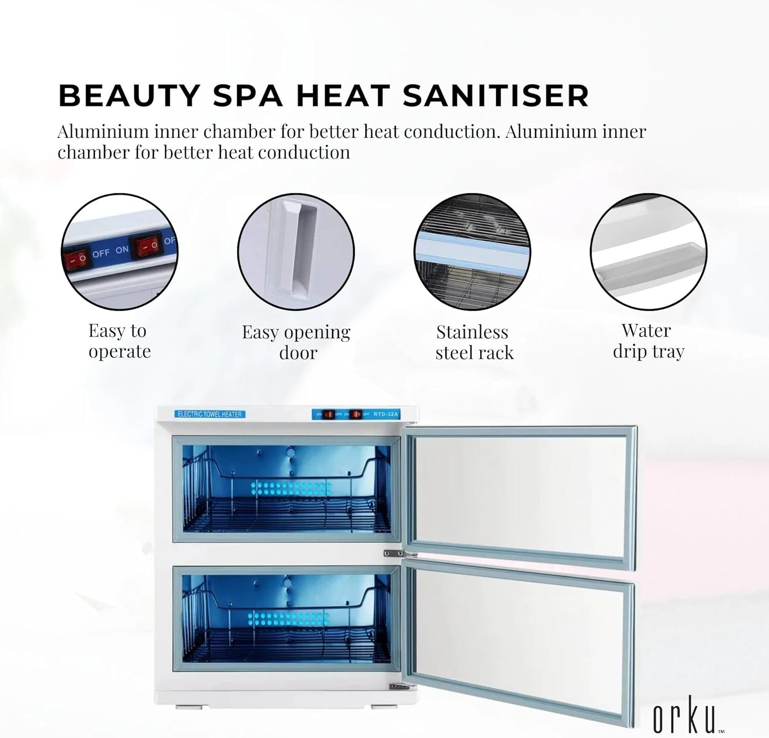 32L White UV Electric Towel Warmer Steriliser Cabinet Beauty Spa Heat Sanitiser image number 2