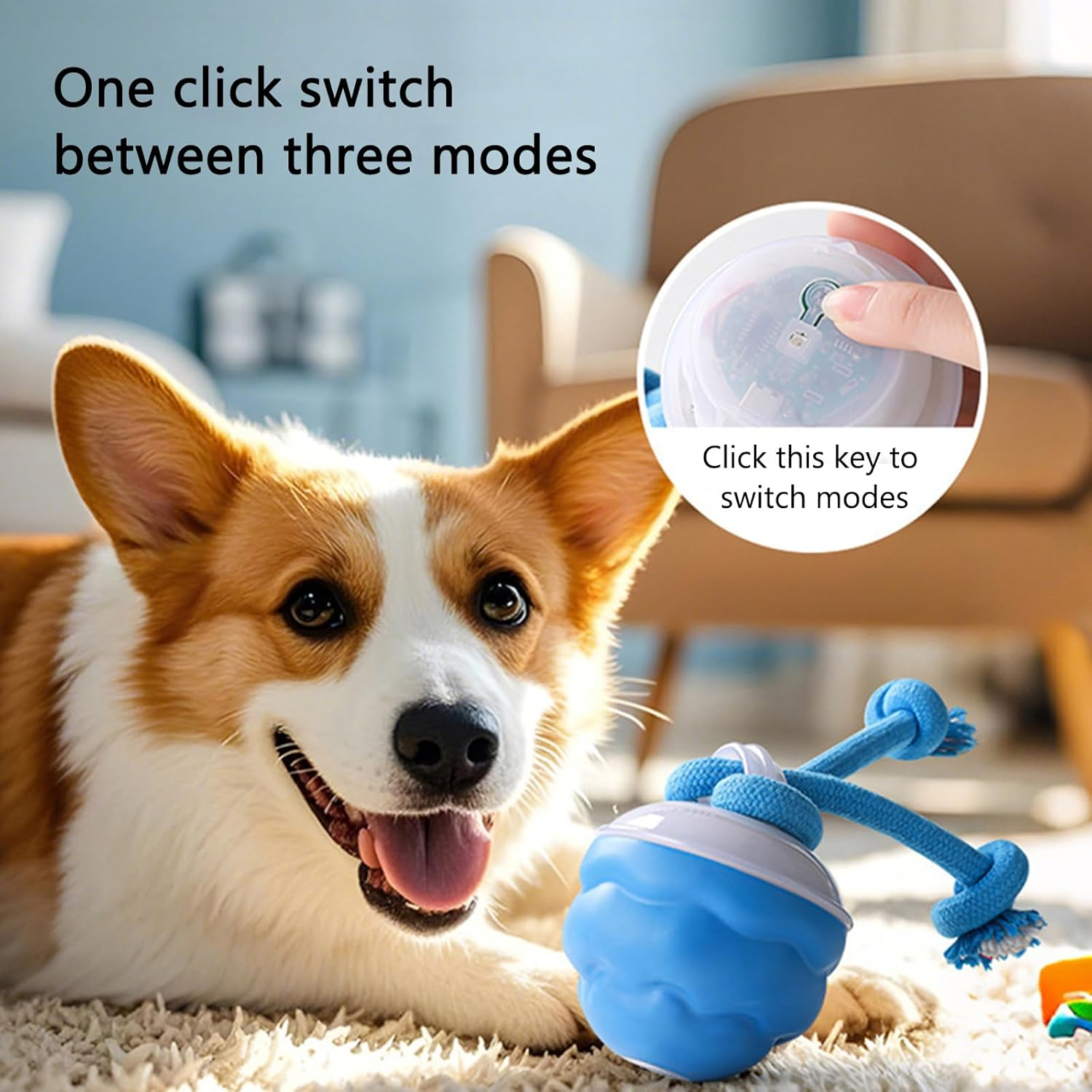 Komiyaa Interactive Dog Ball Toys, USB Rechargeable Squeaky Interactive Rolling Dog Toys Ball, 2025 Upgrade 3 Modes Automatic Moving Dog Ball Chew Toy for Small/Medium/Large Dog Indoor/Outdoor image number 6