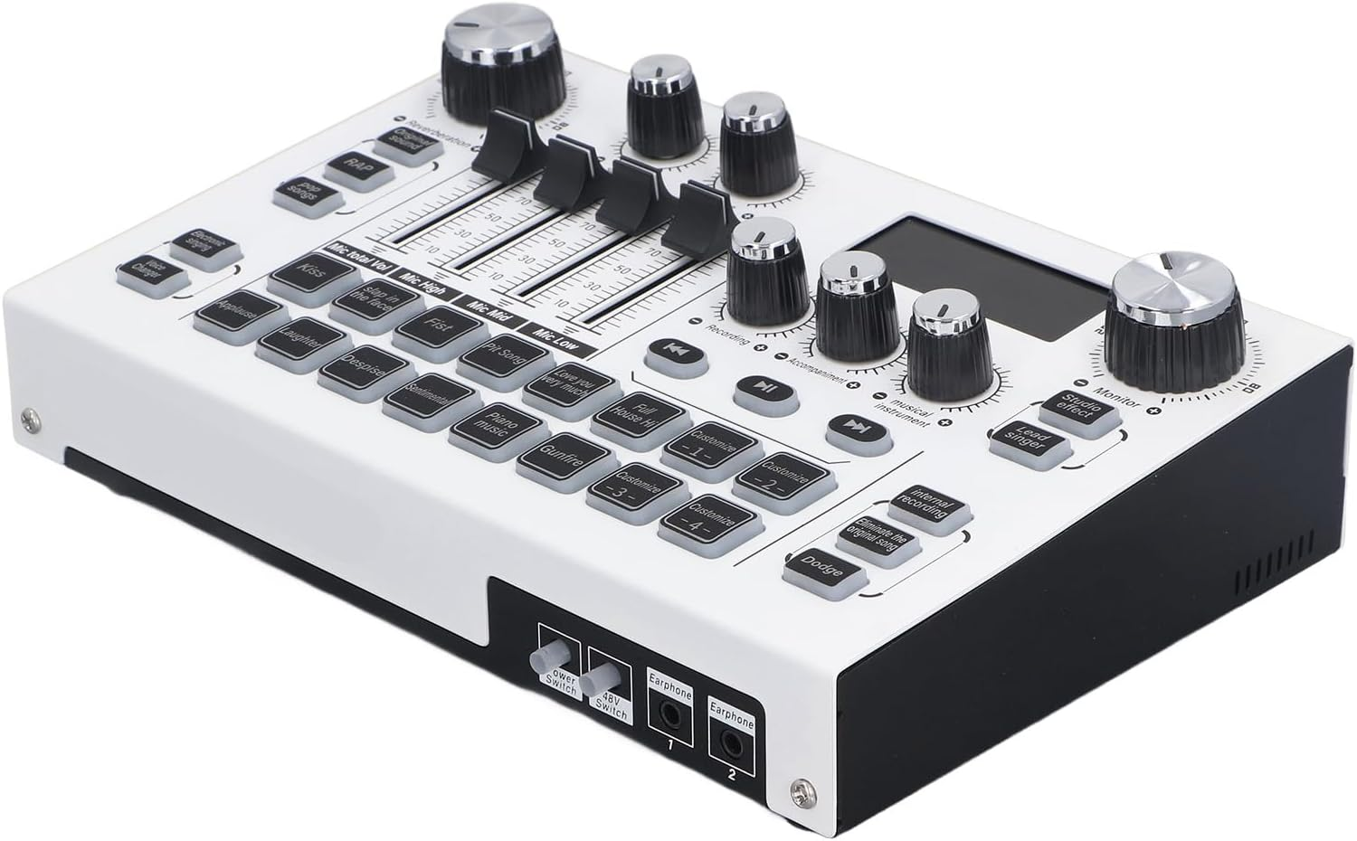 Professional Digital Mixer, USB Sound Interface Live Audio Mixer Sound Card Dual Core Digital Chip Sound Mixer, Support Dual Mic & Live & Headphones for Live Streaming Record image number 3