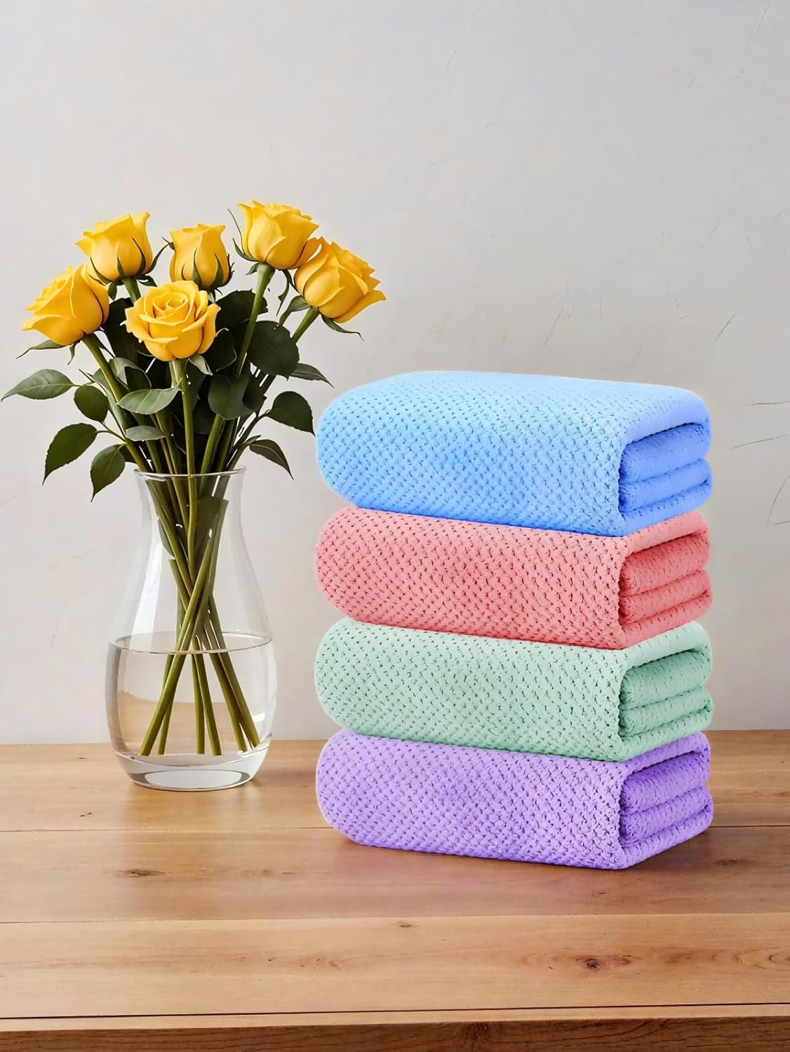 4PCS Microfiber Bath Towel Set | 27.5X55 Inches | Ultra-Soft & Absorbent | Quick-Dry Towels for Bathroom, Pool, Beach, Swim, Yoga | Everyday Use Large Towels image number 5