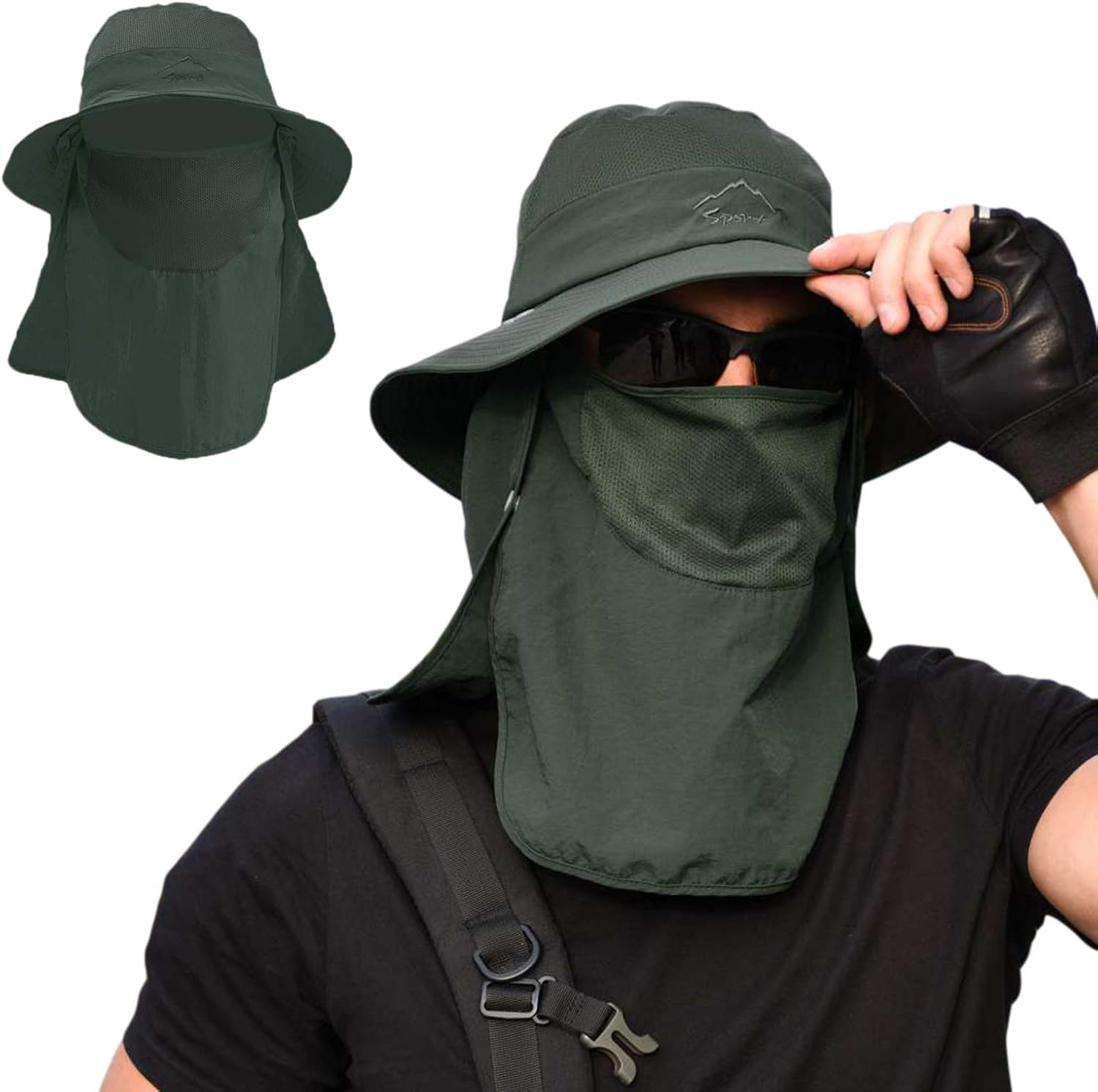 Sun Hat Men Women Summer Outdoor Unisex UV Protection Hat Adjustable Removable Foldable Fishing Hat Breathable Quick Drying Hiking Hat