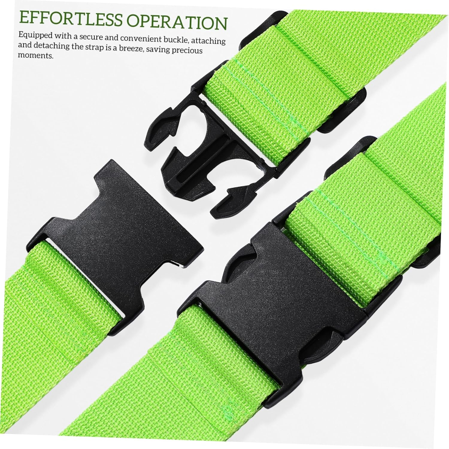LOLIPPYY 4Pcs Adjustable Luggage Fixing Straps in Fluorescent Green Polypropylene Fiber Suitcase Wrap Belts with Tear Resistant Design for Travel Safety and Enhanced Visibility