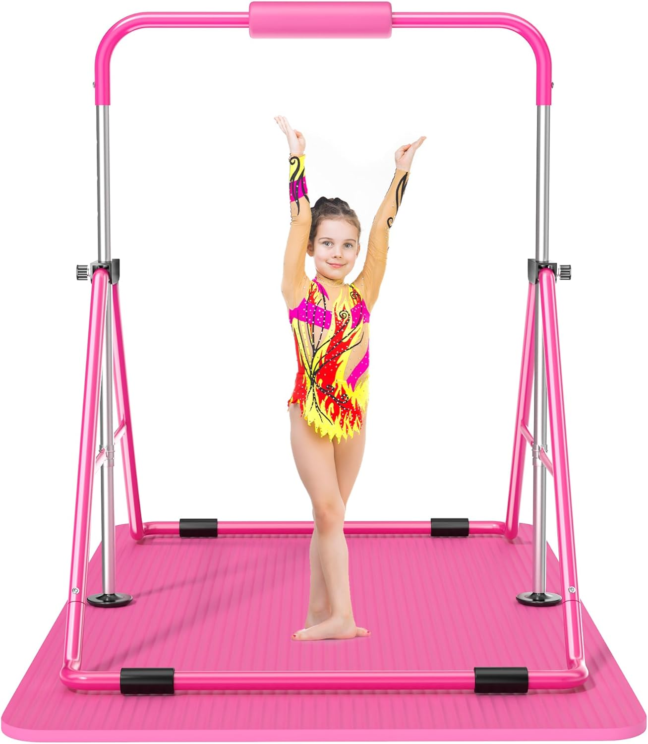 Safly Fun Expandable Gymnastics Bars Junior Training Bar Gymnastic Folding Horizontal Bars with Mat for Kids image number 2