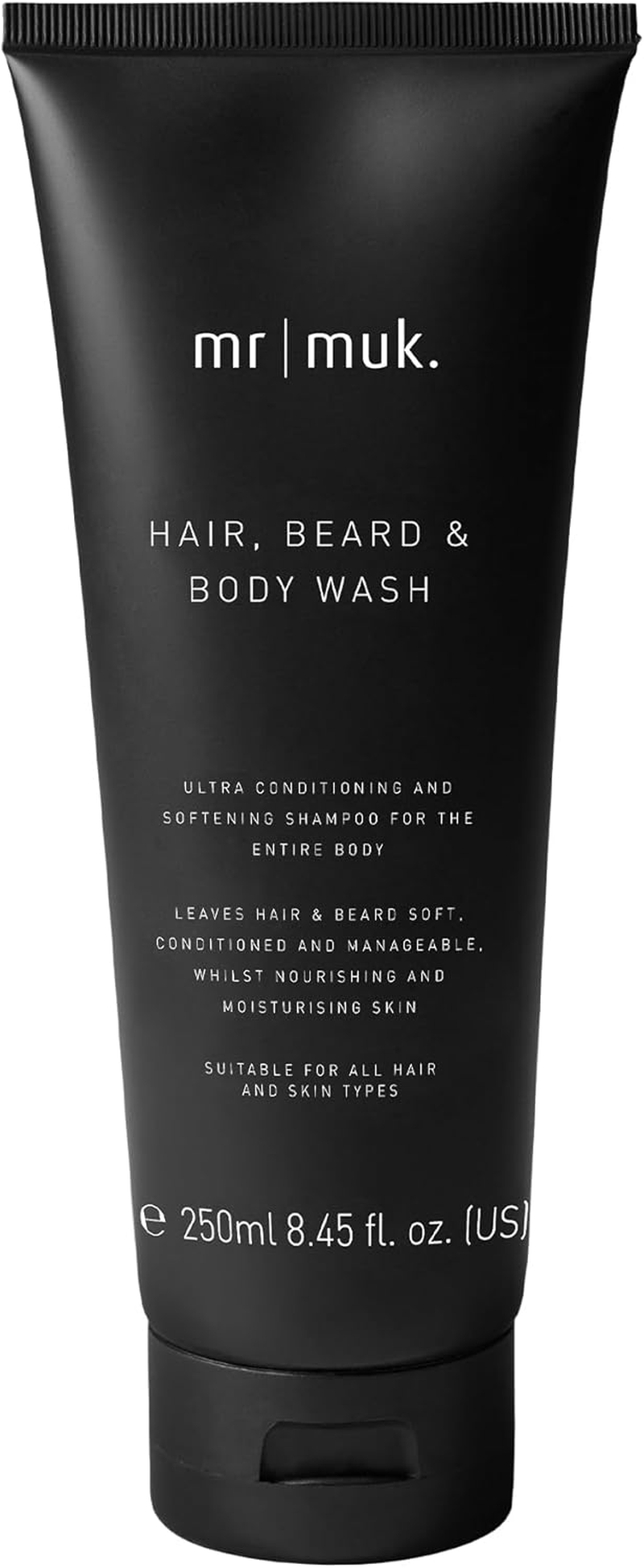 MR MUK. Mens Body Wash, Hair & Beard Wash - Multi Use Mens Face Wash, Hair & Skin Cleanser for Travel. Ultra Conditioning Formula for Soft, Touchable Hair & Nourished Skin, 250Ml