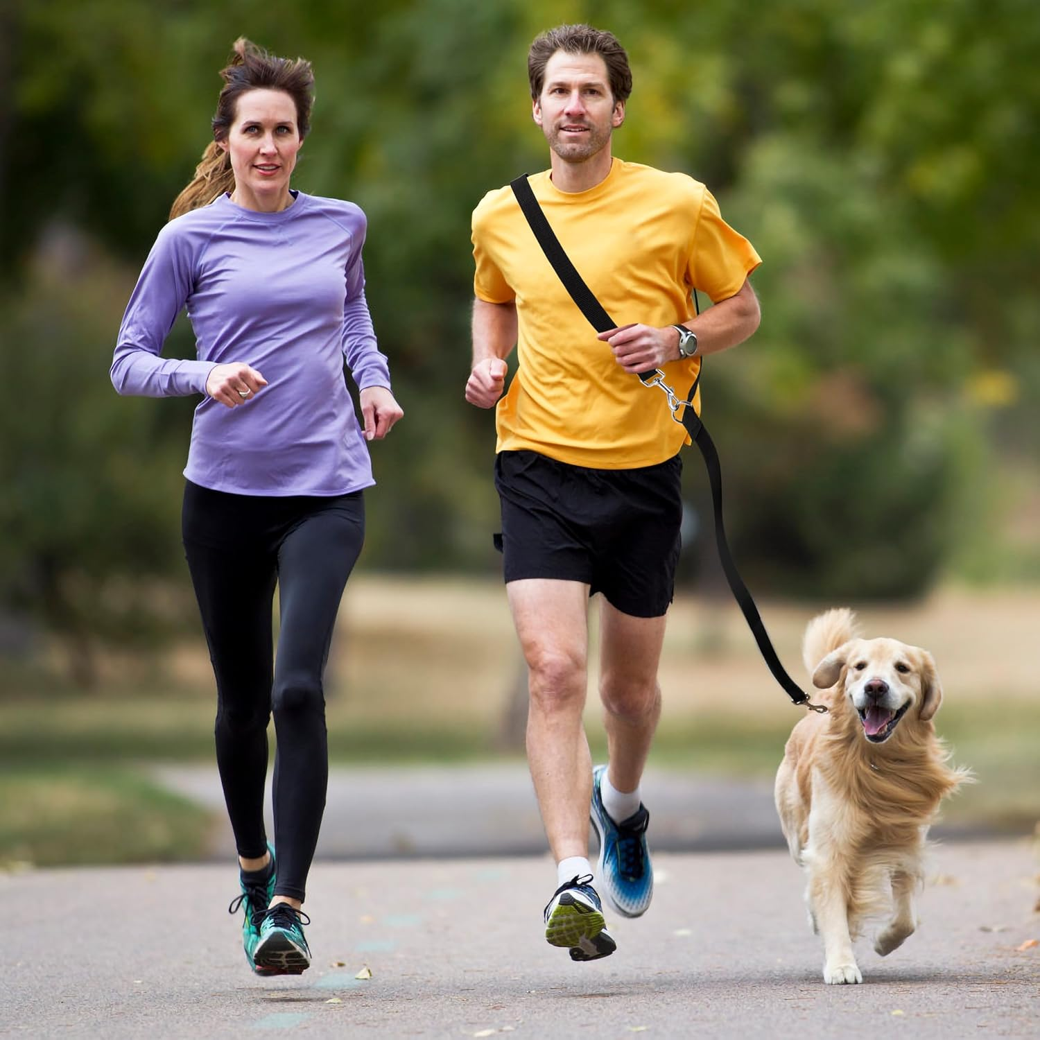 Dog Lead 3 Metres Adjustable with 2 Carabiners - Nylon Double Exercise Lead for Large, Medium, and Small Dogs - Black image number 4