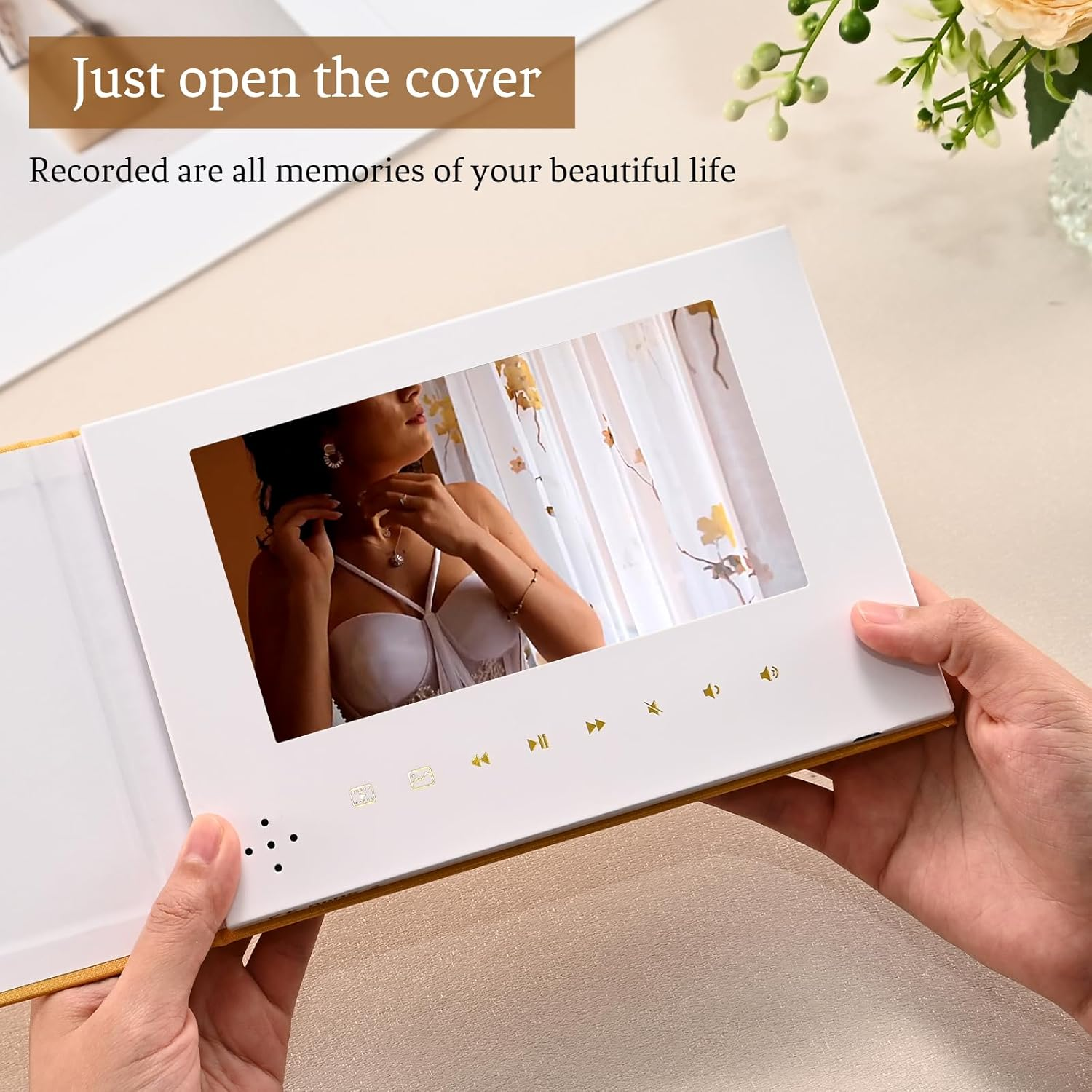 Eternal Love : Our Wedding Video Greeting Card Book - Luxury Linen Bound Album with 7&rdquo; Display, 4GB Memory, Rechargeable Battery. Cherish Every Moment - JTRF (OUR Wedding-Beige) image number 2