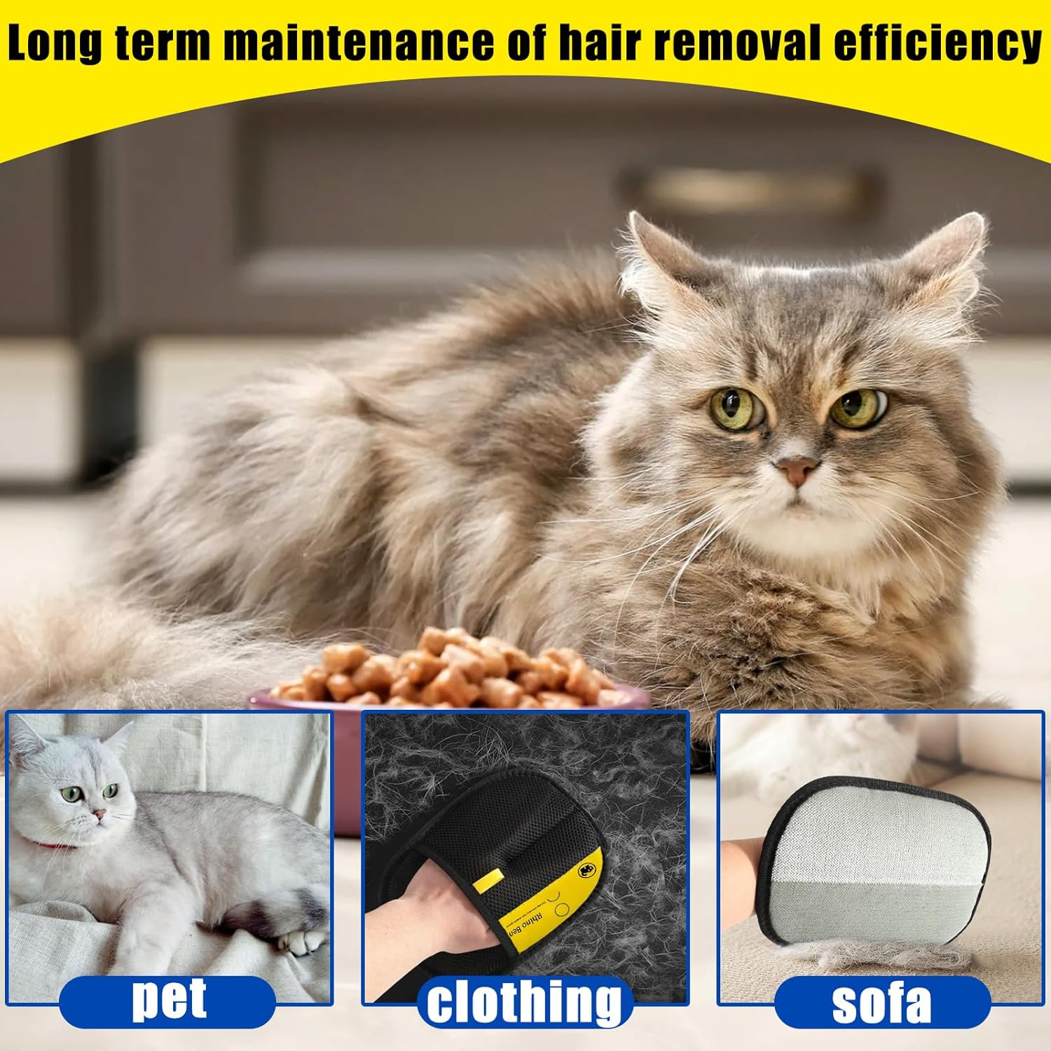 Fur Magnetic Glove, Pet Hair Remover Glove for Dogs and Cats, Double-Sided Hair Removal Glove with Anti-Static Function, Reusable for Sofas and Clothes, Includes Comb image number 2