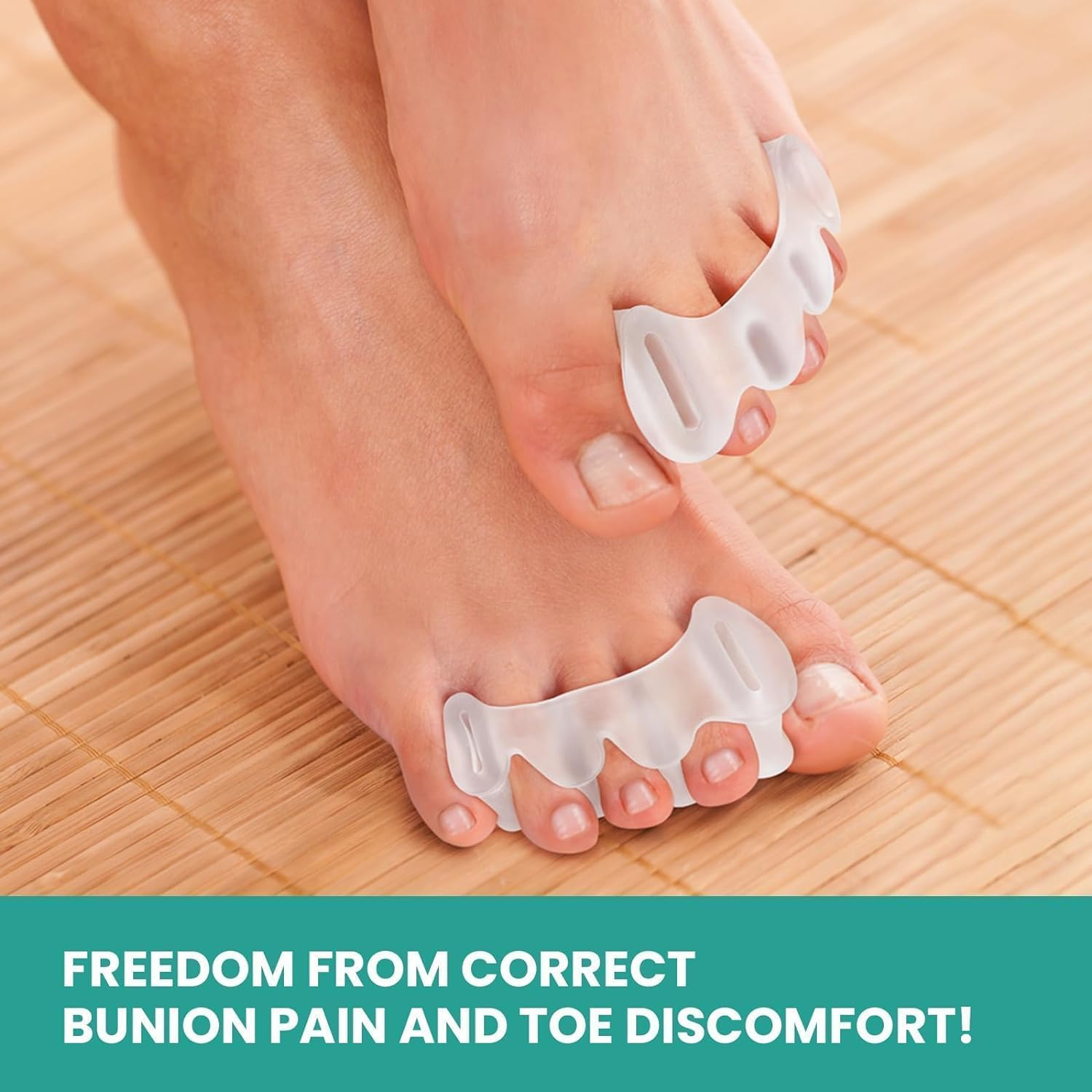 Toe Separators - Toe Spacers for Women Men, Relieve Feet Pain, Foot Alignment, Adjustable Toe Straighteners for Hammertoes (Transparent, 2 Pairs) image number 3