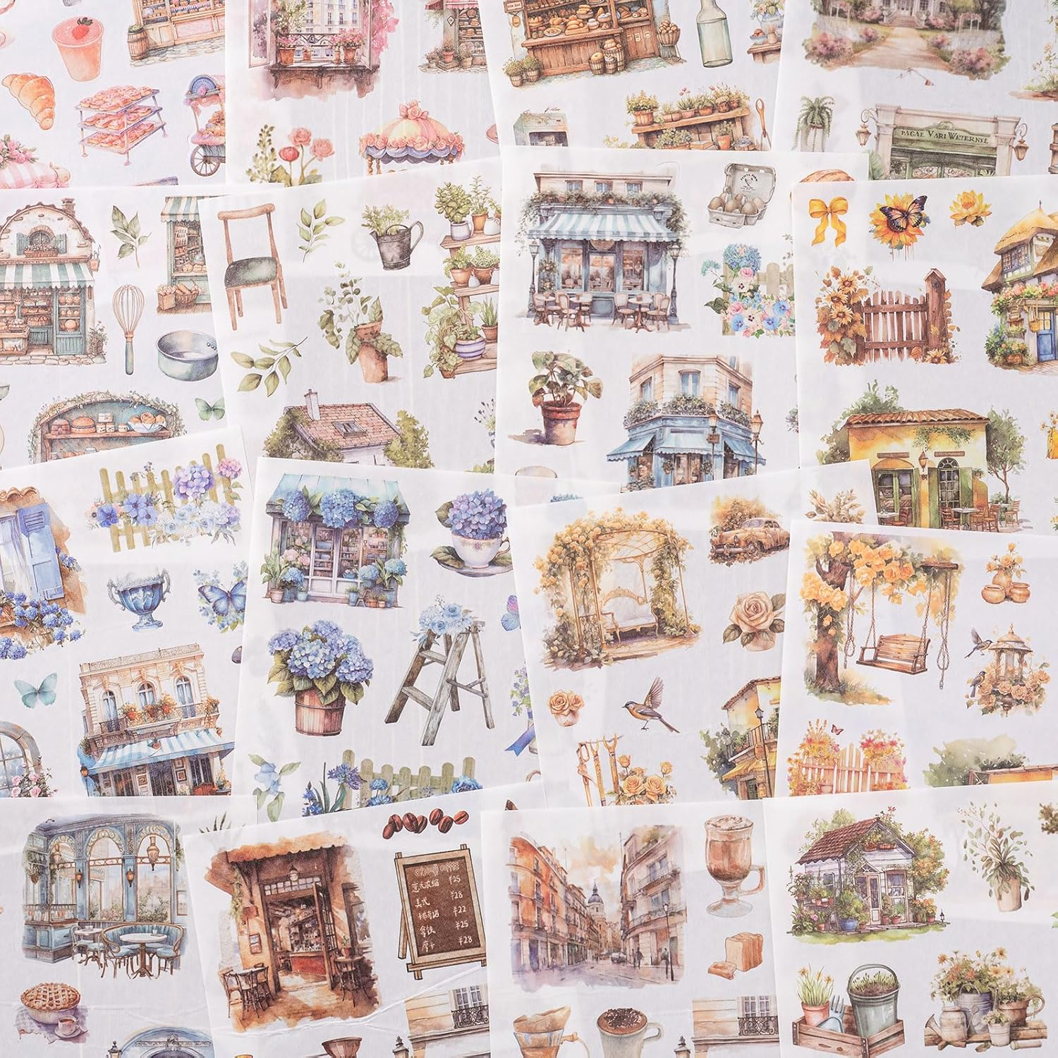 Yagcu Scrapbook Sticker Book, 50 Sheets Journaling Stickers, Junk Journal Supplies, Pre-Cut Aesthetic Washi Materials, Watercolor Scrapbooking for Adults, Decorative Ephemera Planner Arts Craft image number 5