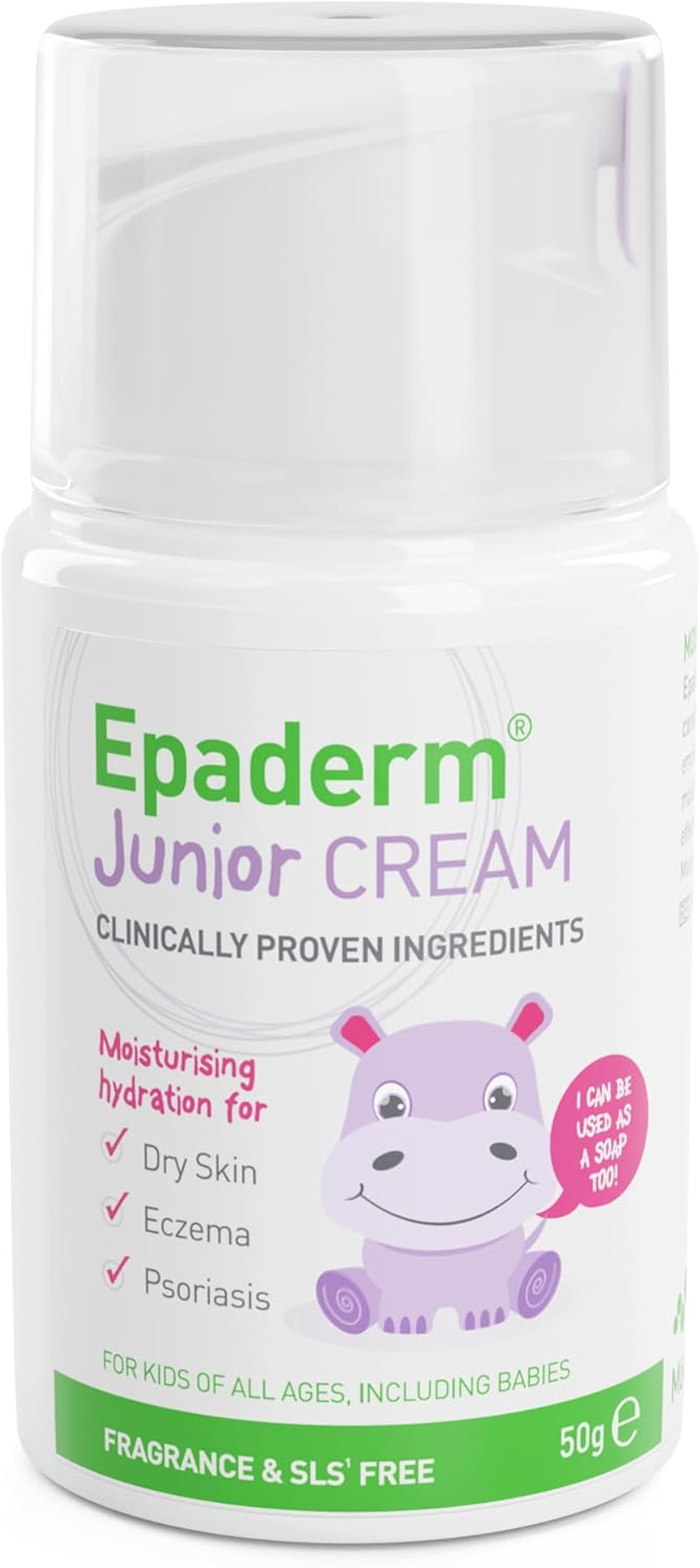 Epaderm Junior Cream for Eczema, Psoriasis and Dry Skin, 50G Pump | 2-In-1 Emollient Formulated with Clinically Proven Ingredients | Free from Fragrance, Colour, Steroids, Sodium Lauryl Sulphate (SLS) | Suitable for All Ages, Including Babies image number 4