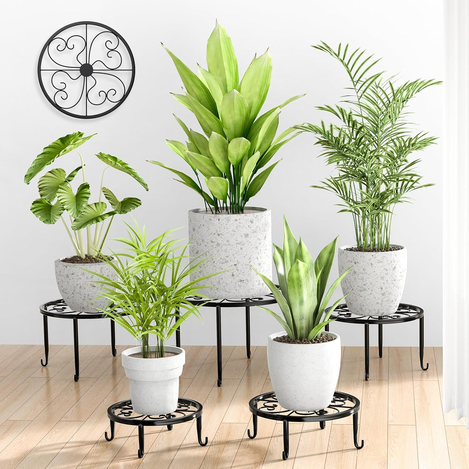 Stlove Metal Plant Stand,2 Tier 19.3 Inch Flower Stand Indoor Decor Flower Pot Shelf Black Iron Pot Stand Planter Holder for Flowerpot Home Garden Corner Porch(Pot & Plant Not Included) image number 5