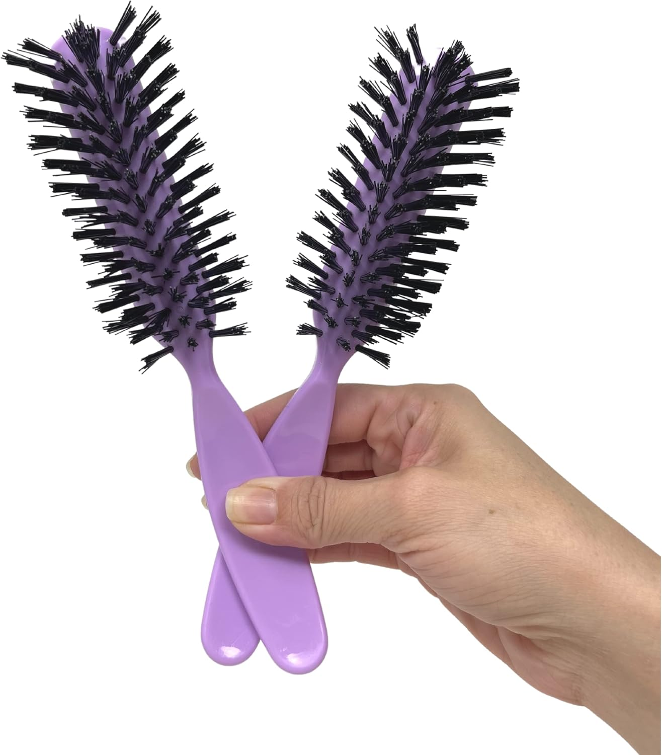 Styling Gear Detangling Hair Brush Nylon Bristles 7 Row Teasing Womens Brush for Thick Hair Small Travel Hairbrush Brush for Hair 2 Pcs. (Pink)