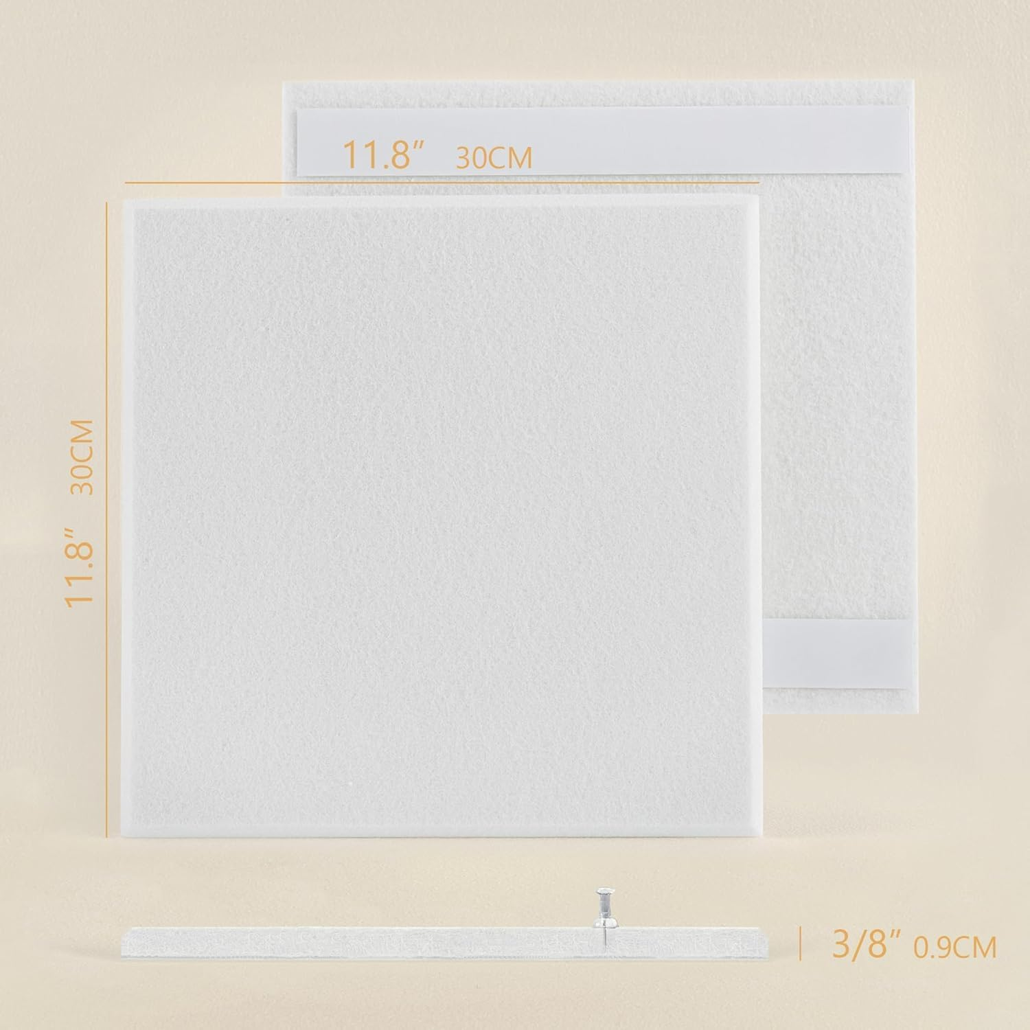 Homodoskey Large Cork Board Alternative - 12 Pack Felt Wall Tiles with Safe Removable Adhesive Tabs, Cork Board for Office Pin Board Tack Board 48 X 36 (White) image number 4