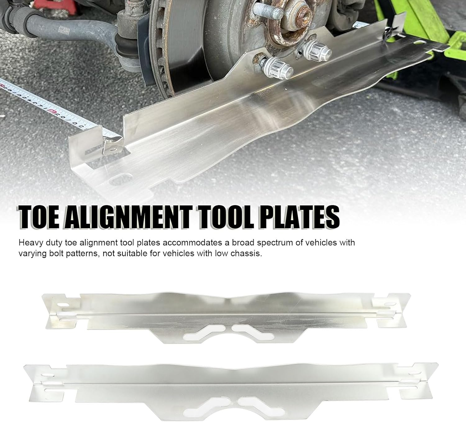 Toe Alignment Tool, 1Pair Heavy Duty Stainless Steel Accurate Wheel Wheel Alignment Tool with Hanging Holes, Fast and Accurate Measurements for Various Vehicles (Silver) - Black image number 5