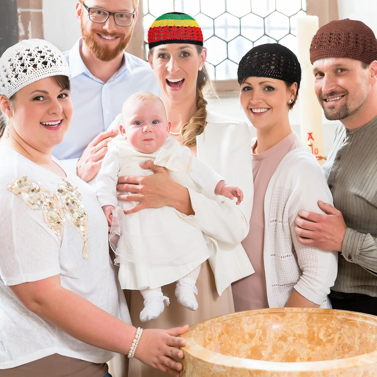 4 Pieces Knit Kufi Hat Crochet Beanie Skull Cap Knit Cap Knitted Stretchy Crochet Hat for Men Women image number 6