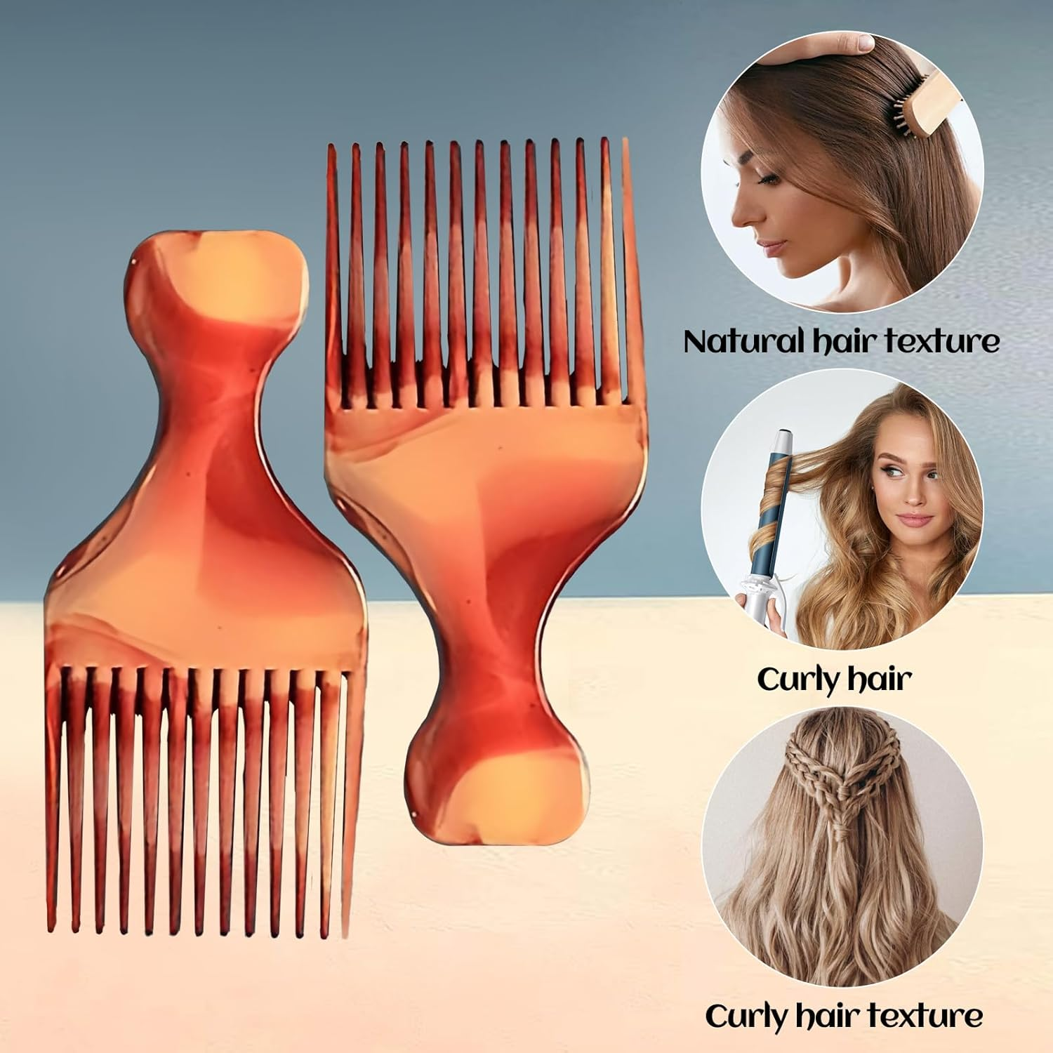 ARYIMYDP Pack of 2 Curls Comb, Wide Tooth Afro Comb Men (12.5 X 5.5 Cm), Robust Styling Tool for Travel Hairstyle, Lightweight Detangling Comb for Men and Women on the Go image number 1