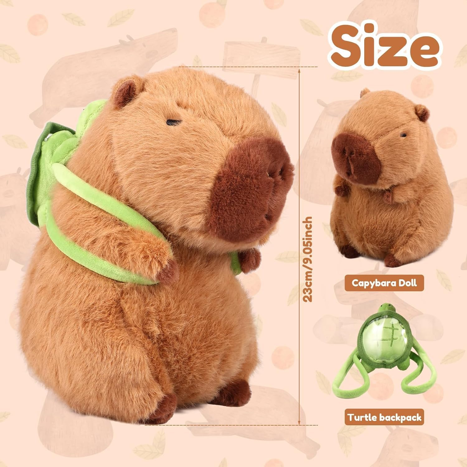 Kukelen Capybara Plush Toy, Soft Stuffed Animal, Realistic Plush Doll Throw Pillow, Brown Stuffed Toy for Kids Adults Christmas New Year Gift (45) image number 3
