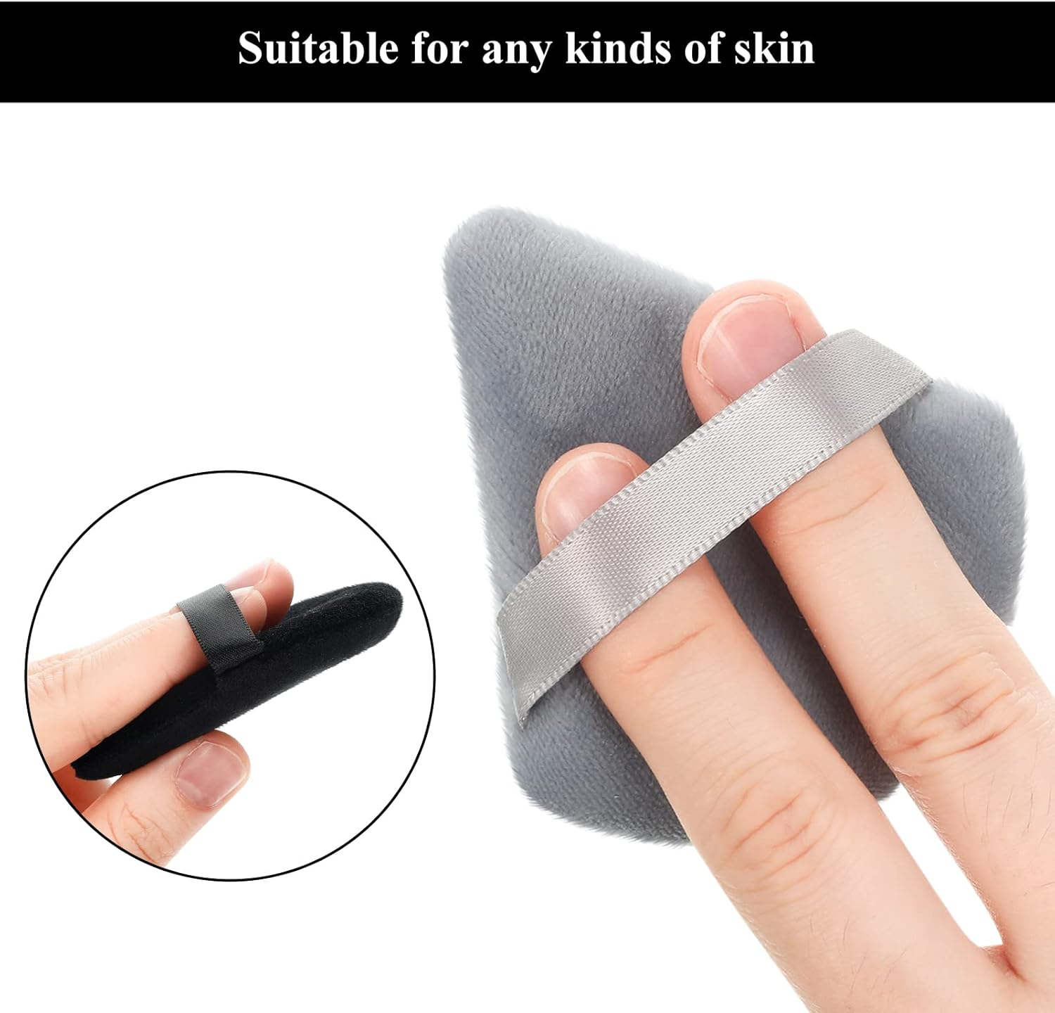 Maitys 12 Pcs Powder Puff Triangle for Face Makeup Cosmetic Loose Powder Puff Velour Soft Body Washable Reusable Foundation Sponge Wet Dry Makeup Tool for Women(Small,Black, Gray) image number 5