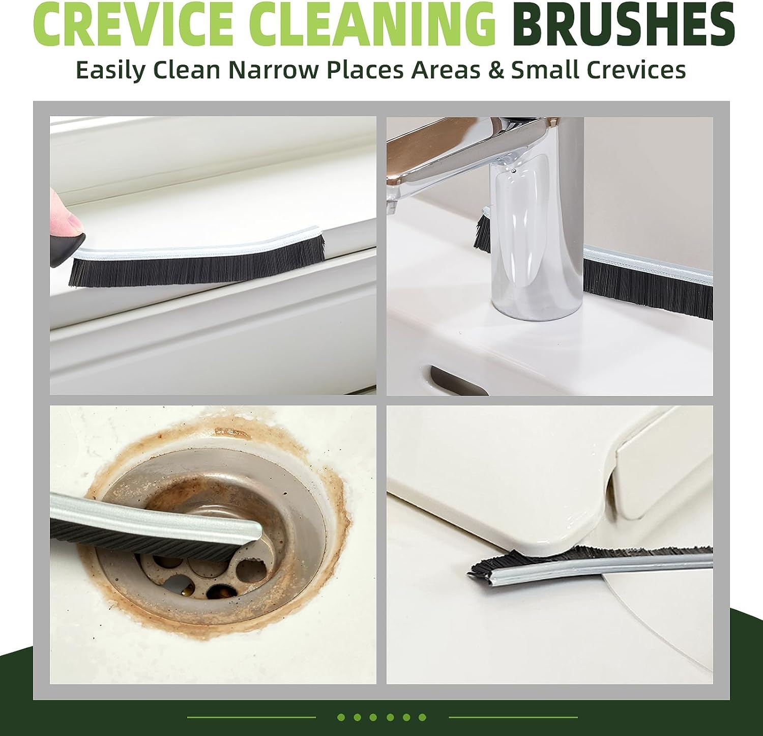 Hard Bristle Crevice Cleaning Brush - 6 Pcs Thin Gap Cleaning Tool for Kitchen, Bathroom, Toilet, Bathtub, Sink, Windows, and Grout | Small Cleaning Brush for Tight Spaces and Household Use
