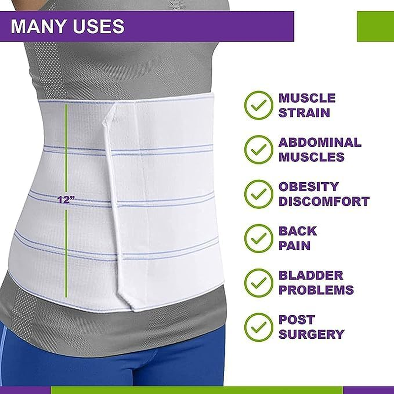 SUPEAK Abdominal Binder Post Surgery - Bariatric Stomach Band Wrap - Hernia Support Belt for Women and Men - Obesity Girdle Great for Liposuction, Tummy Tuck, Postpartum, C-Section, Hernia (3 Panels - 23Cm High, M) image number 4