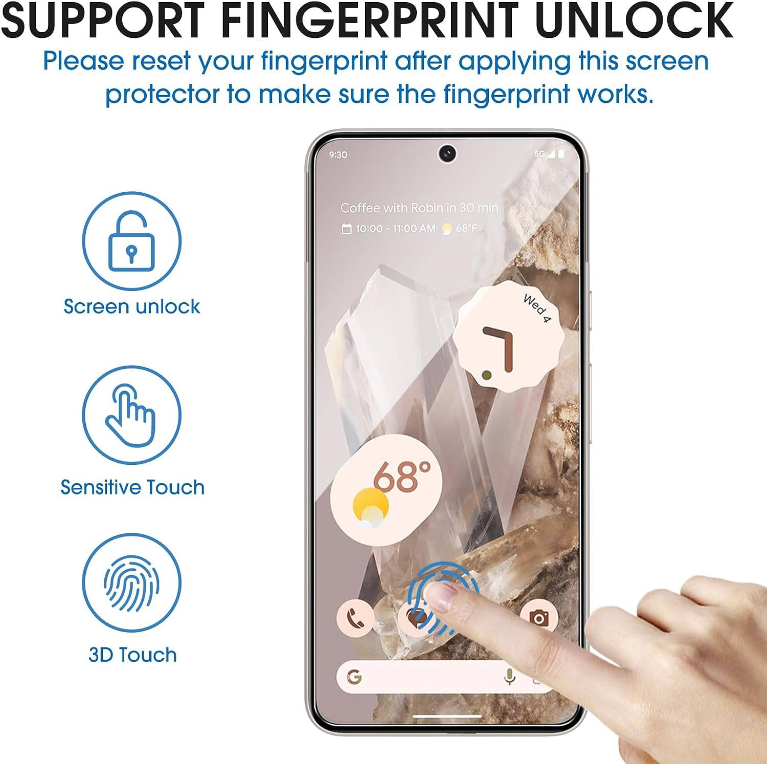 Amfilm 2+2 Pack Tempered Glass Screen Protector Guard for Google Pixel 8 Pro 6.7 Inch 2023 with Camera Lens Protector, 0.33Mm Thickness, HD Clear, Anti-Scratch, Bubbles-Free, Case Friendly image number 5