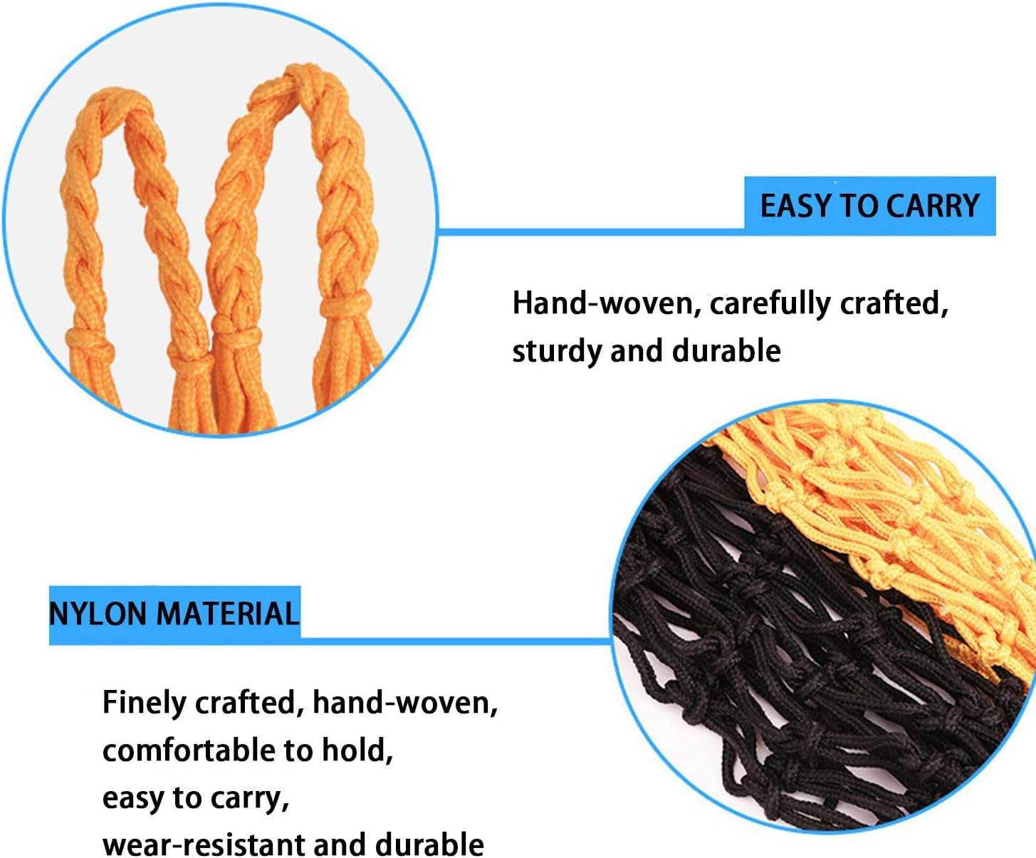 2 Piece Set of Ball Bags,Sports Storage,Basketball,Football,Volleyball Mesh Carry Bags,Nylon Mesh Ball Pockets (Black, Yellow) image number 6