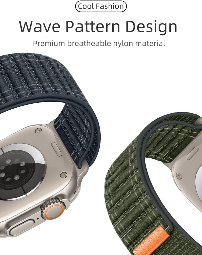 Kompatibel Mit Apple Watch Armband 46/45/44/42/41/40/49Mm, Geflochtenes Uhrenarmband Klettband F&uuml;r Iwatch Serie 10 9 8 7 6 5 4/SE 2/Ultra 2, Stoff Sports Band F&uuml;r Iphone Watch image number 5