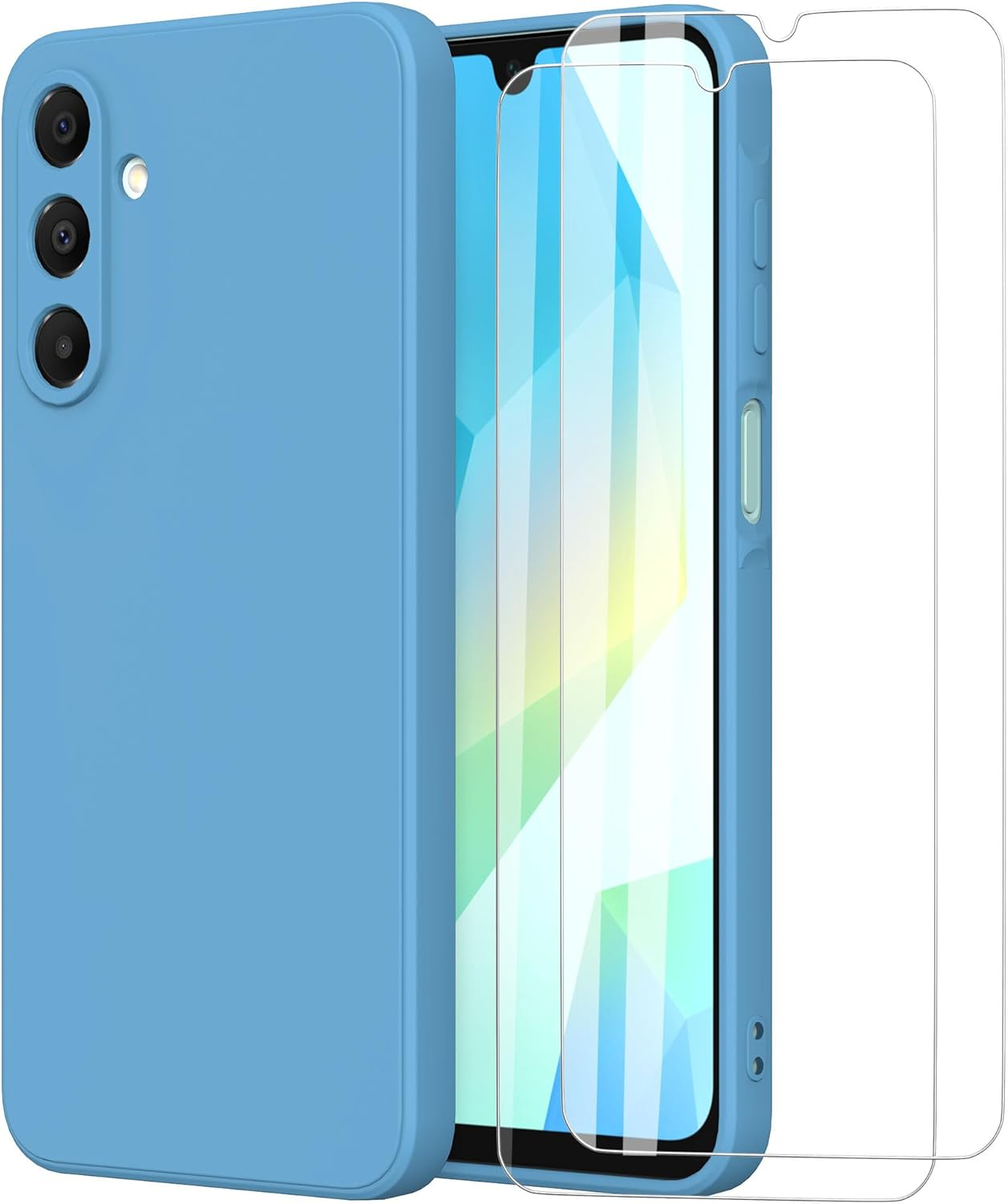 Compatible with Samsung Galaxy A17 5G Case with 2 Protective Films, Mobile Phone Case Liquid Silicone TPU Protective Case Thin Back Cover - Purple