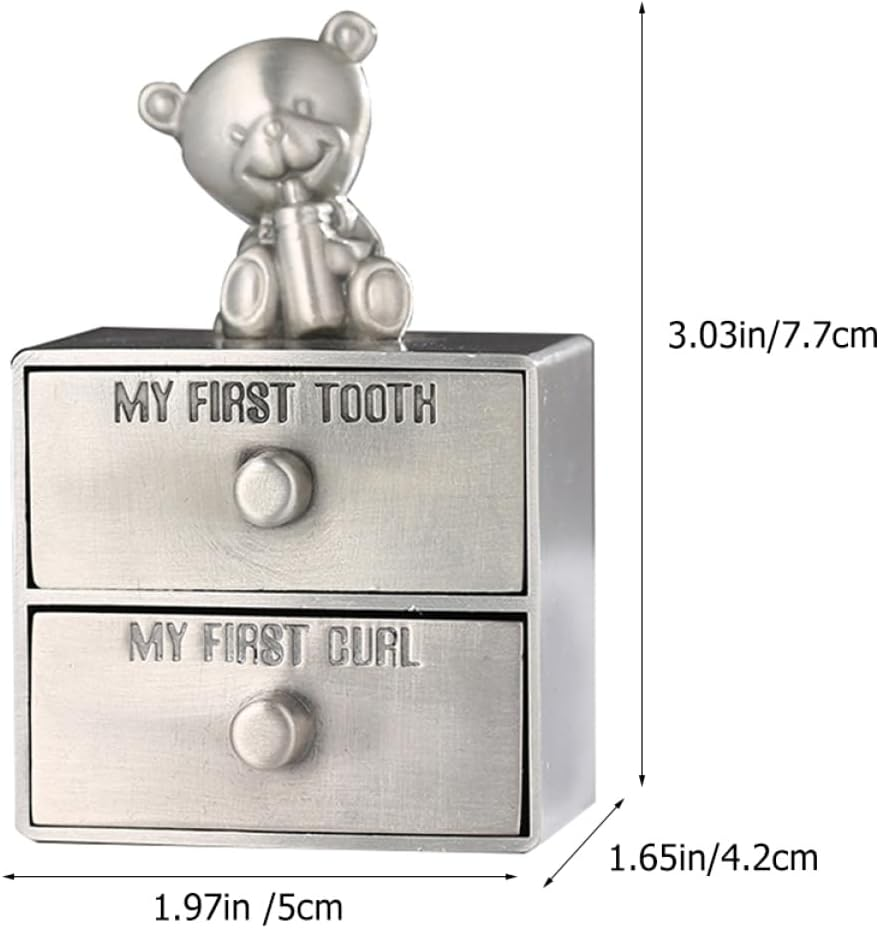 Hohopeti 2Pcs Teeth Box Metal Tooth Holder Keepsake Box Boy Girl Tabletop Display Storage Container image number 6