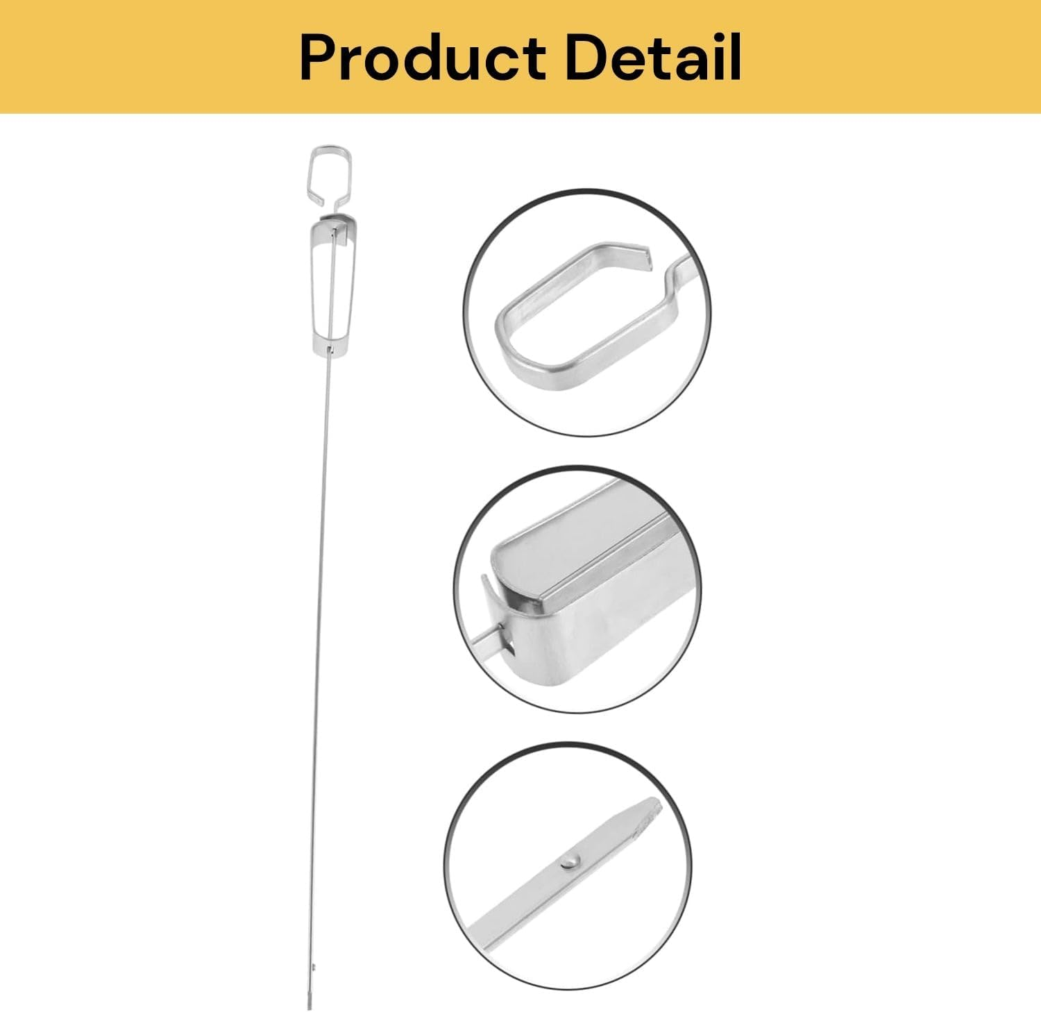 EZONEDEAL Reusable BBQ Skewers for Grilling, Grill Skewers, Shish Kabob Skewers with Push Bar, 15 Inch Stainless Steel BBQ, Metal Sliding Handle for Meat Shrimp Chicken Vegetable Grilling 2PCS image number 2