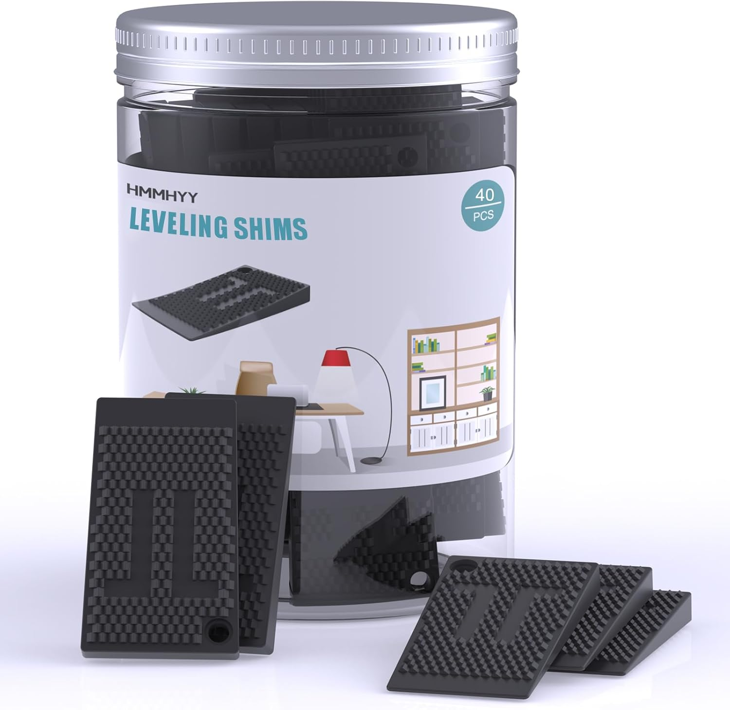 40 Pcs Furniture Leveling Wedge, Plastic Shims, Rubber Feet for Leveling, Table Leg Leveler, Furniture Pads, Table Shims, Durable, Non-Slip, Stackable