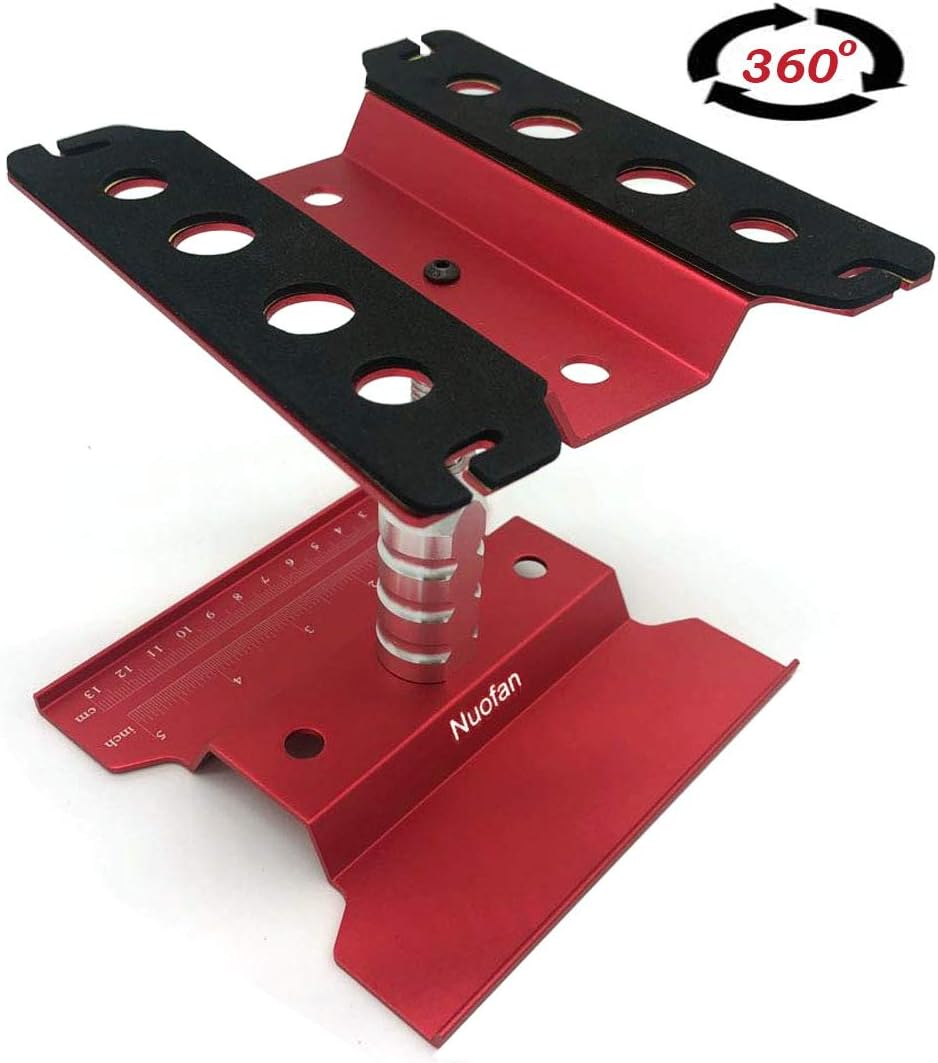RC Car Work Stand Aluminum Repair Workstation 360 Degree Rotation Lift Lower W/Screw Tray for 1/10 1/12 1/16 Scale Traxxas TRX4 Axial Arrma Redcat Losi RC Crawler Monster Truck Buggy