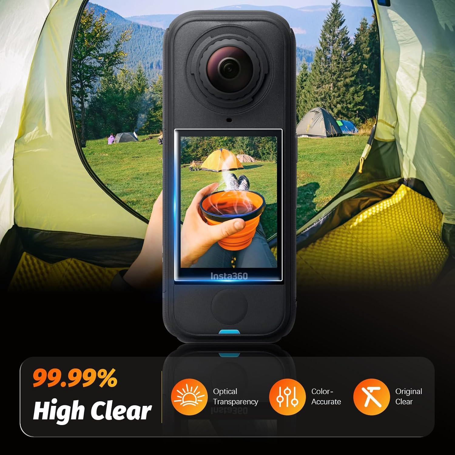 AMAZEAR Screen Protector for Insta360 X4 Air Accessories (3-Pack), Tempered Glass LCD Screen Film, Camera Accessories Protective Cover for Insta 360 X4 Air, Ultra HD, 9H Hardness, Anti-Scratch image number 4