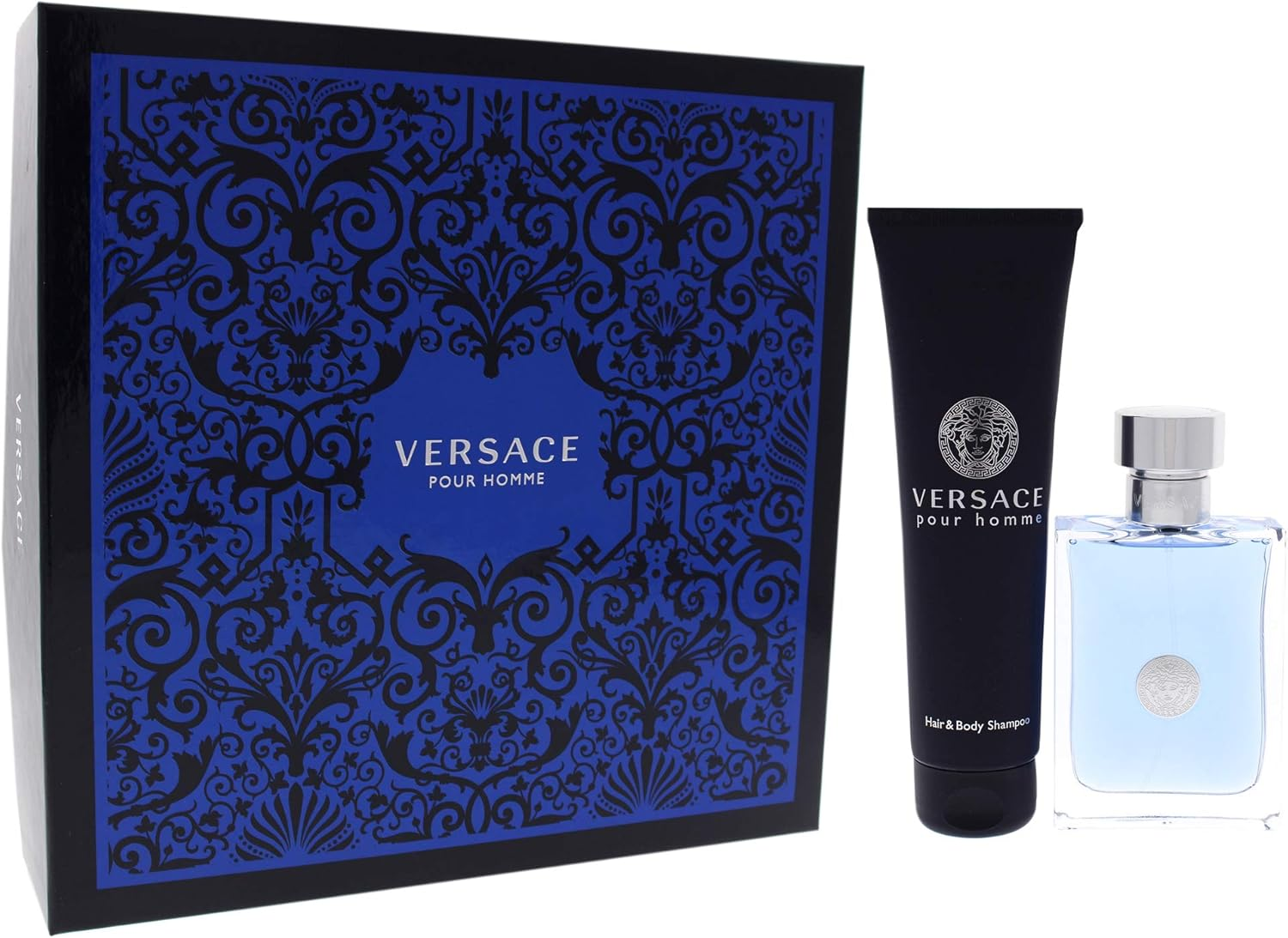 Versace Pour Homme Eau De Toilette Spray and Hair and Body Shampoo Gift Set for Men, Aquatic, 2 Ml image number 1