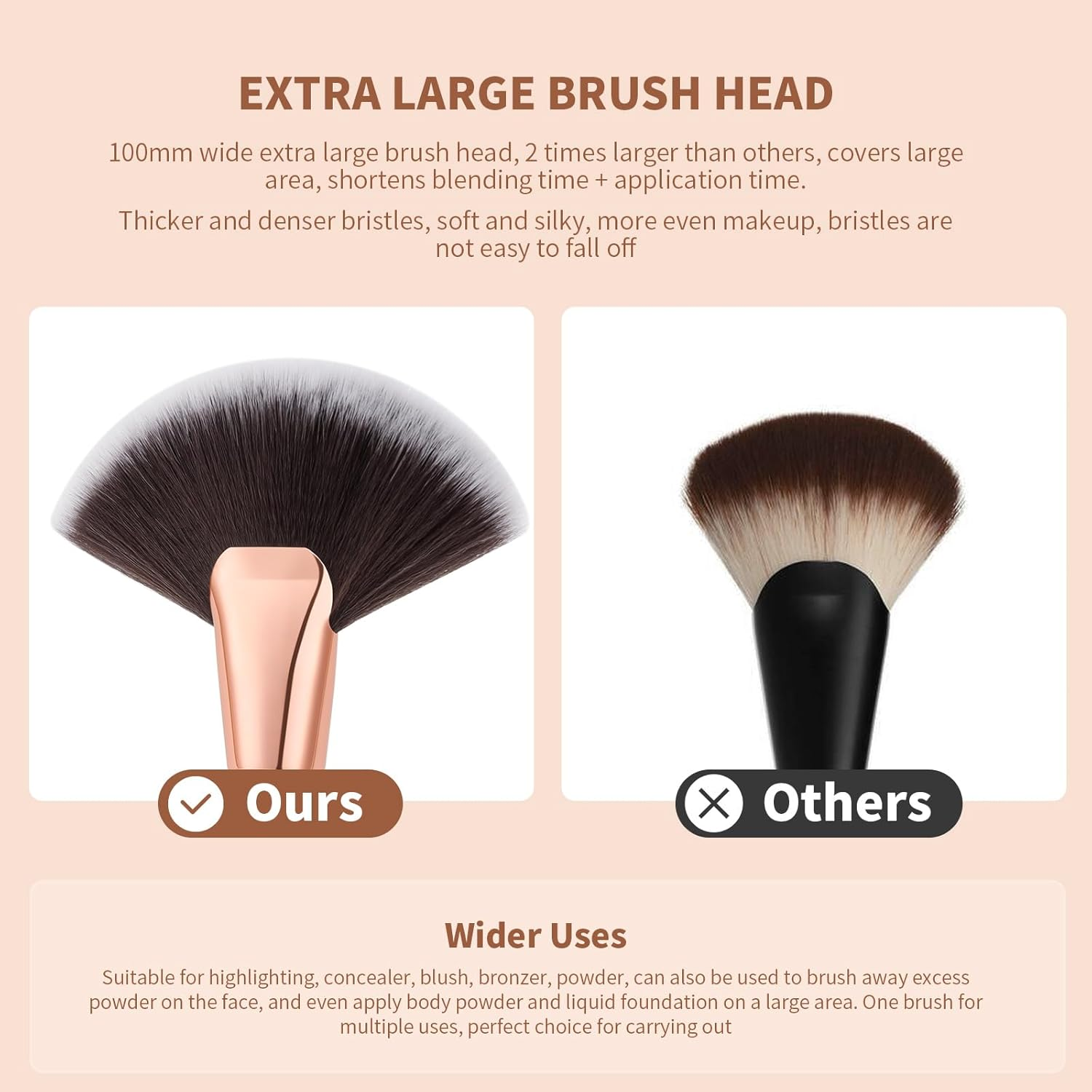 Docolor Fan Brush Face Makeup Brush Professional Highlighting Make up Brushes Blush Bronzer Cheekbones Brush Soft Cosmetic Tool image number 6