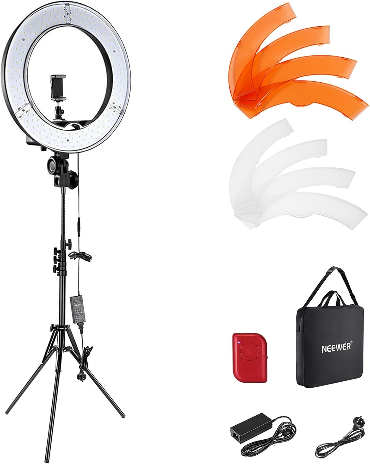 NEEWER Ring Light 18Inch Kit: 55W 5600K Professional LED with Stand and Phone Holder, Soft Tube & Bag for Tattoo Lash Extension Barber Makeup Artist Studio Video Photography Lighting, RL-18 image number 3