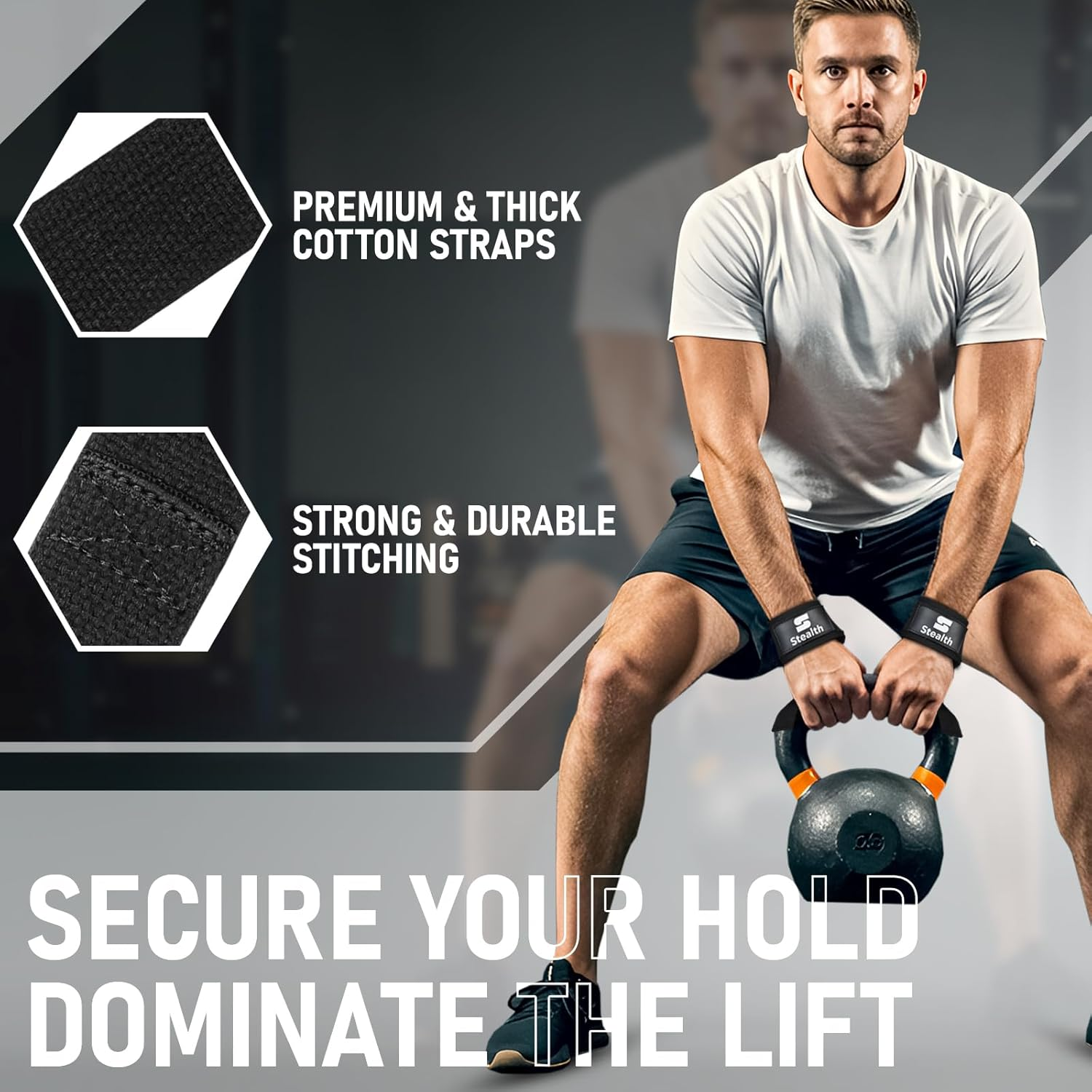 Stealth Sports Weight Lifting Straps with Non-Slip Handle - Heavy Duty Padded Fitness & Deadlifting Straps for Bodybuilding, Gym, Fitness and Powerlifting image number 3