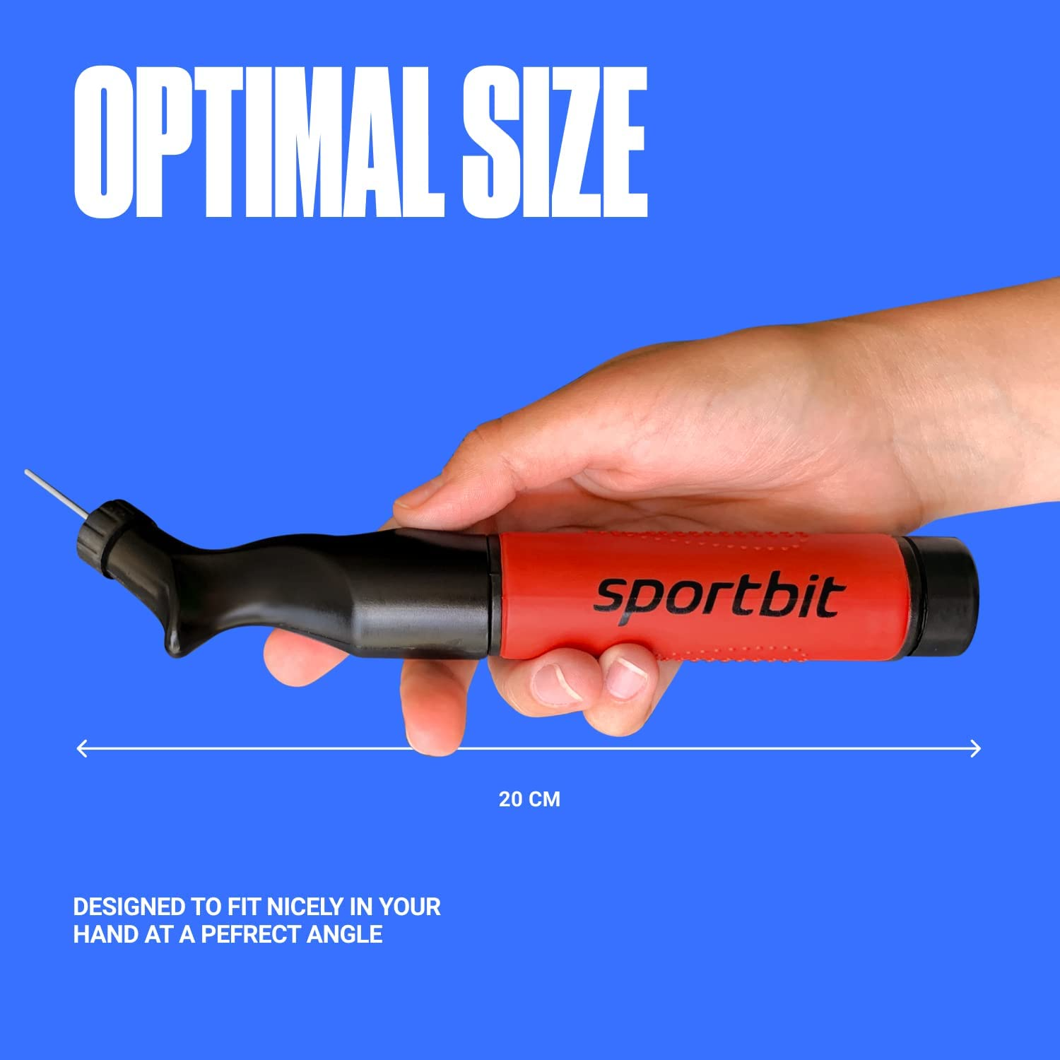 SPORTBIT Ball Pump with 5 Needles - Push & Pull Inflating System - Great for All Sports Balls - Volleyball Pump, Basketball Inflator, Football & Soccer Ball Air Pump - Goes with Needles Set - Orange image number 5