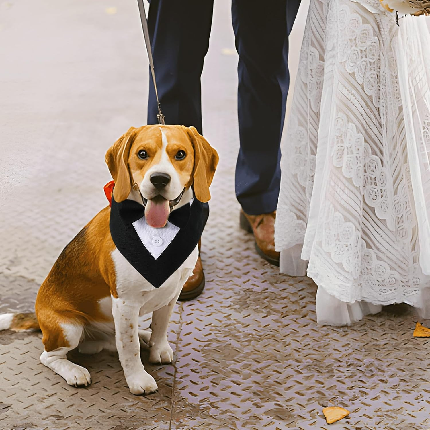 Dog Tuxedo Wedding Bandana Collar with Bow Tie Adjustable Dog Tuxedo Suit Formal Dog Costumes Pet Party Tux for Small Medium Large Dogs Pets(M) image number 3