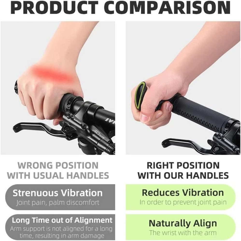 Bike Handlebar Ends Ergonomic No-Slip MTB Mountain Bike Road Cross-Country Bicycle Handlebar Extender Bar Ends Suitable for 21.8-22.8Mm Handlebar,With Fluorescent Effect image number 1