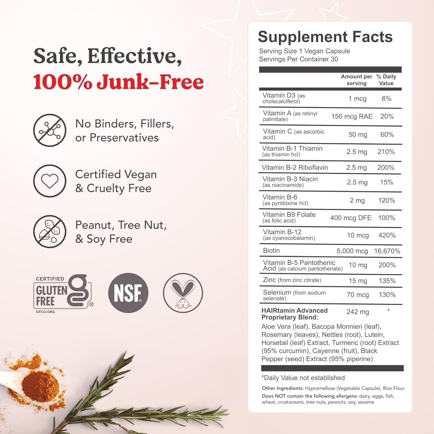 Hairtamin Advanced Vitamins Formula Hair Growth 30 Capsules