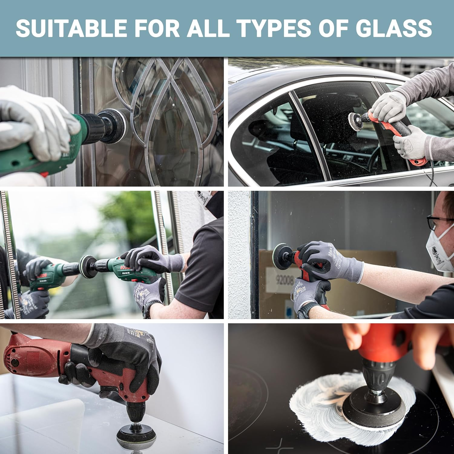 Glass Polish 28004 DIY Glass Scratch Removal Kit Deluxe for All Glass Surfaces - &Oslash; 50Mm & 75Mm with Drill Attachment image number 1