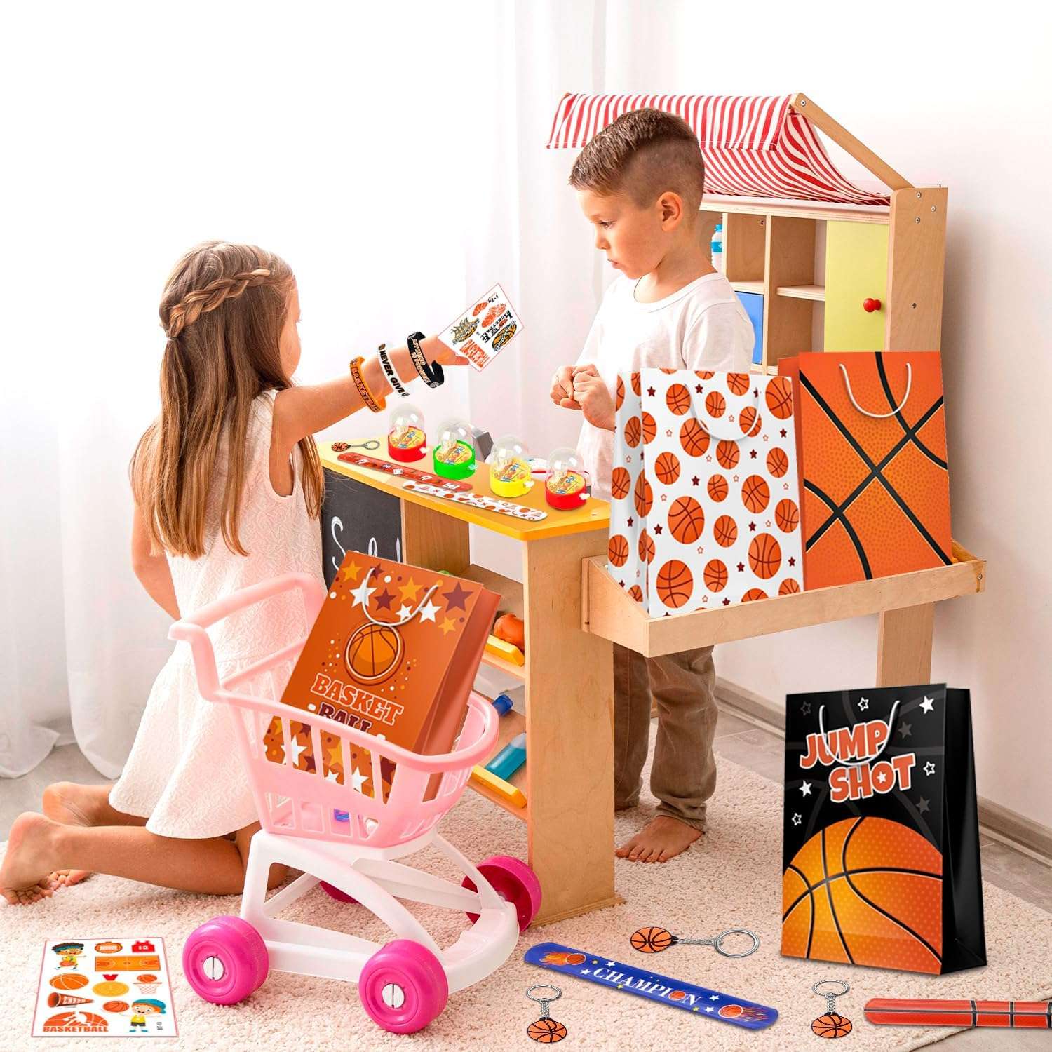 Basketball Party Favors,122Pcs Basketball Themed Birthday Party Favors - Basketball Party Keychain Gift Bags Slap Bracelets Etc Basketball Goodie Bags Stuffers for Basketball Party Decorations image number 1